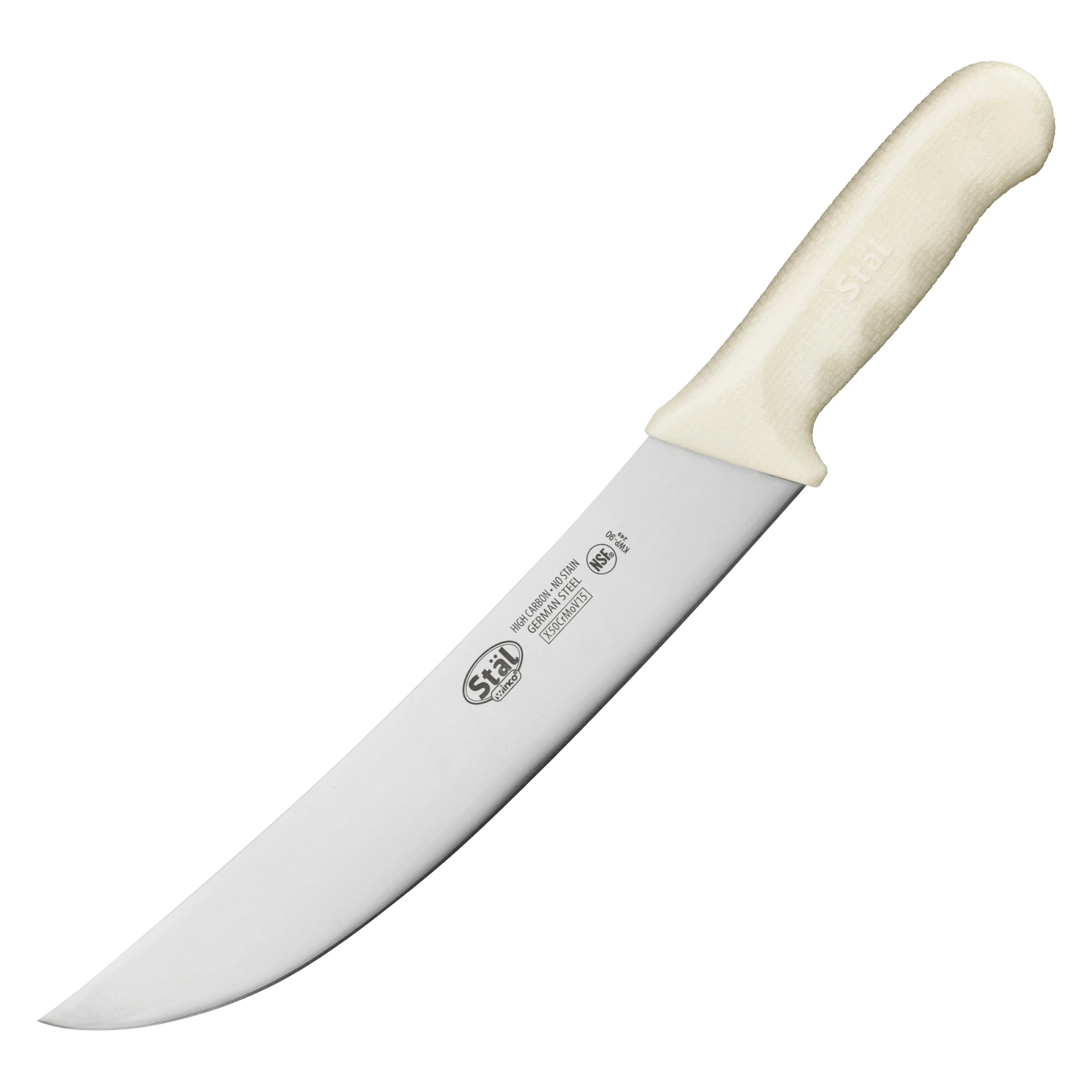 Winco KWP-90 9-1/2 Inch Blade White Polypropylene Handle Cimeter Knife - Image 2