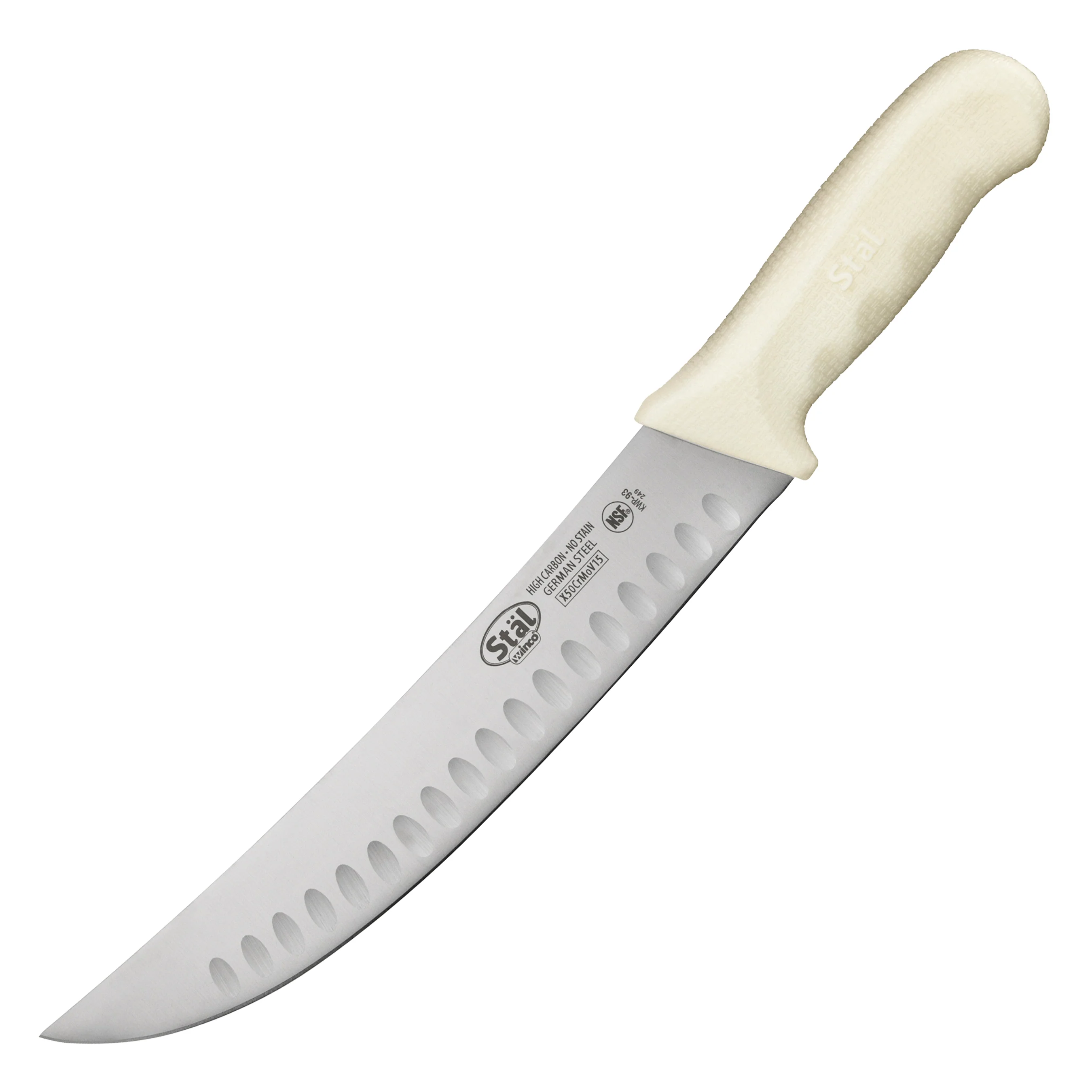 Winco 9-1/2" Professional Cimeter Knife - High-Carbon Steel Green Handle - Image 2
