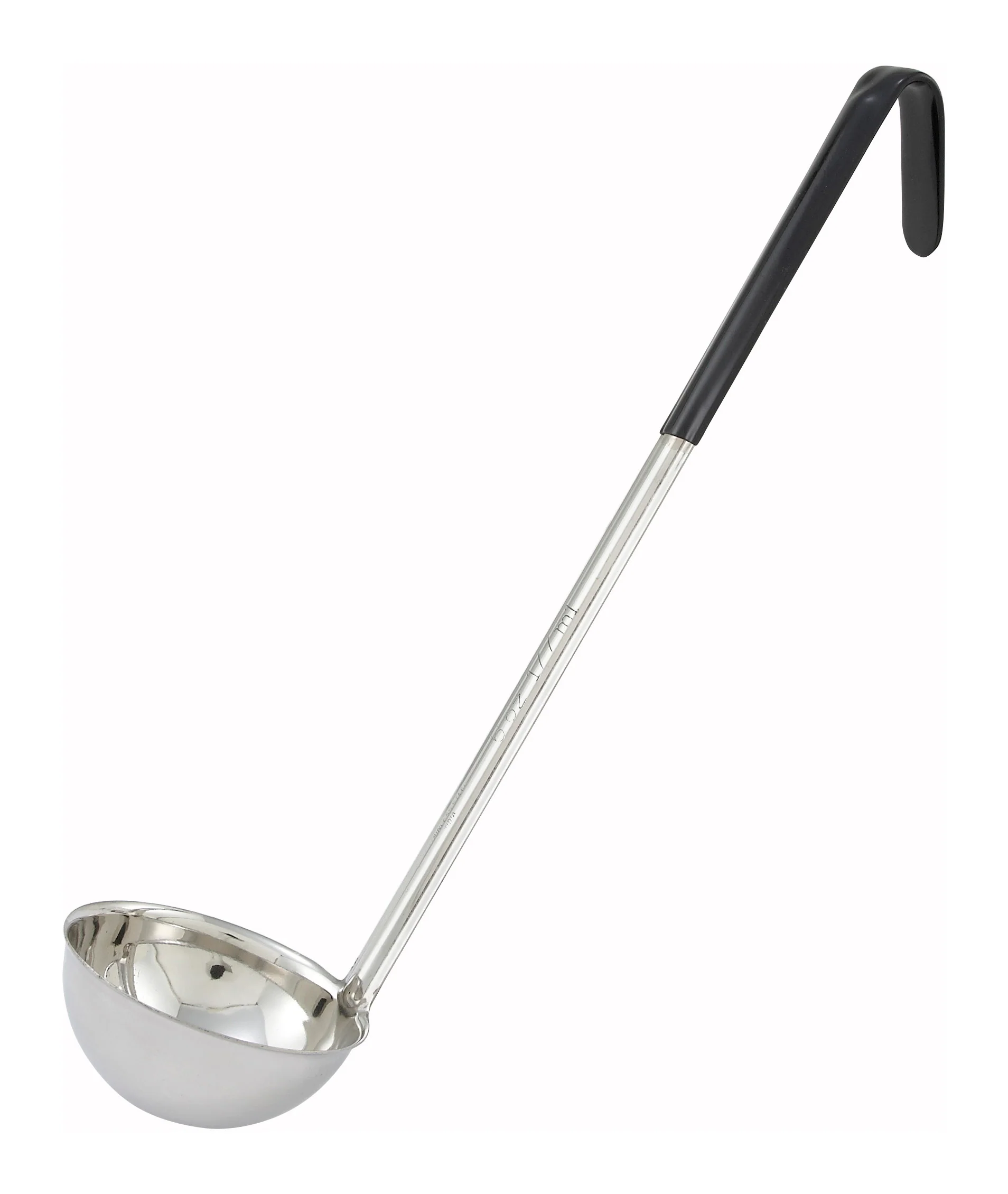 Winco LDC-6 6 Oz Ladle One-Piece Stainless Steel Black with Color-Coded Handle - Image 2
