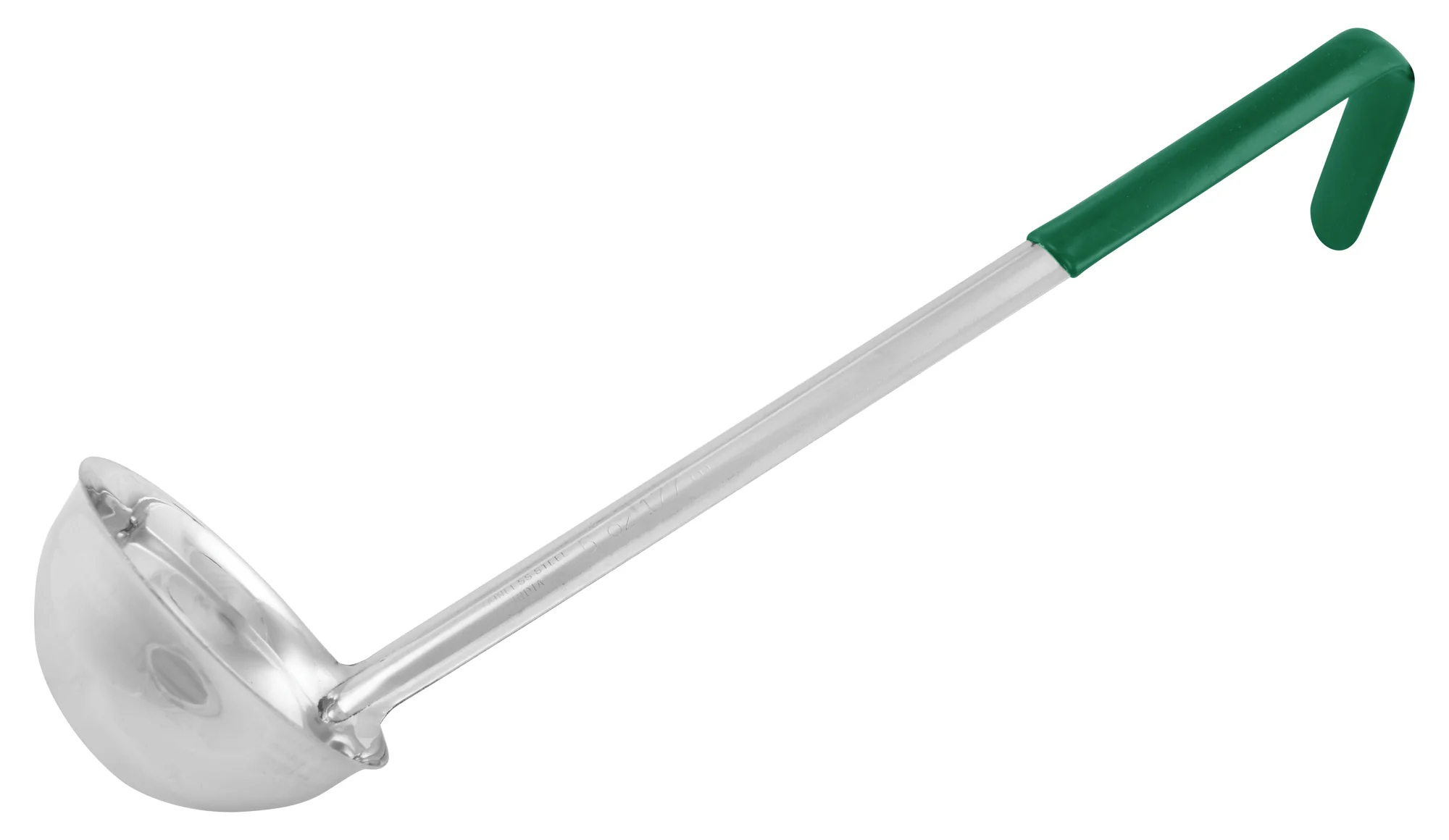 Winco LDCN-6 6 Oz Ladle One-Piece Stainless Steel Green with Ergonomic Handle
