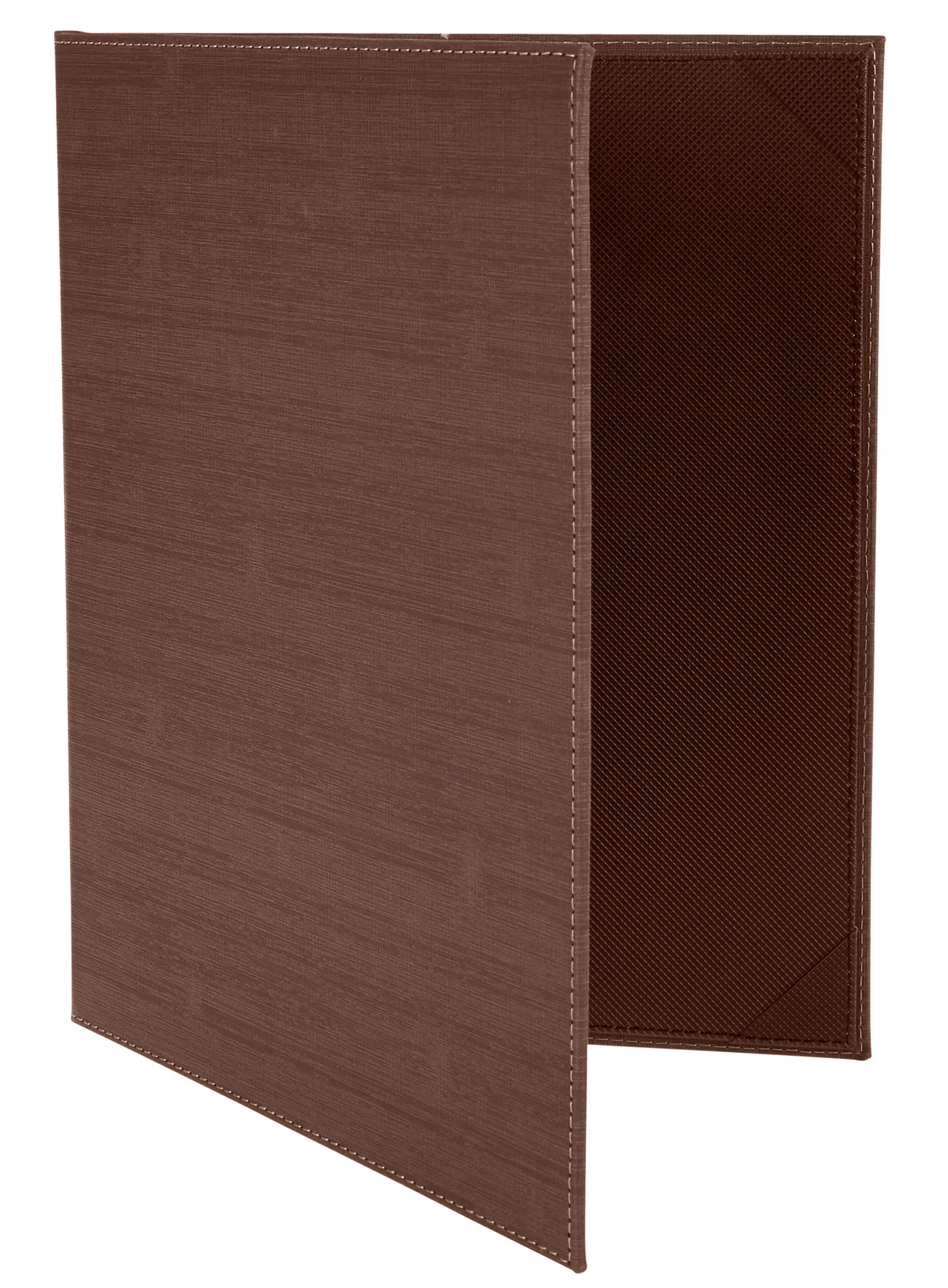 Winco LMD-811BN 9 Inch Leather-like Double Fold Menu Cover Brown - Image 3