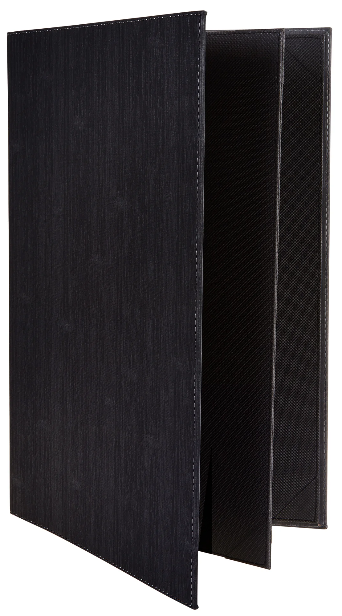 Winco LMF-814BK Legal Size Menu Cover Four View Leather-like Black - Image 2