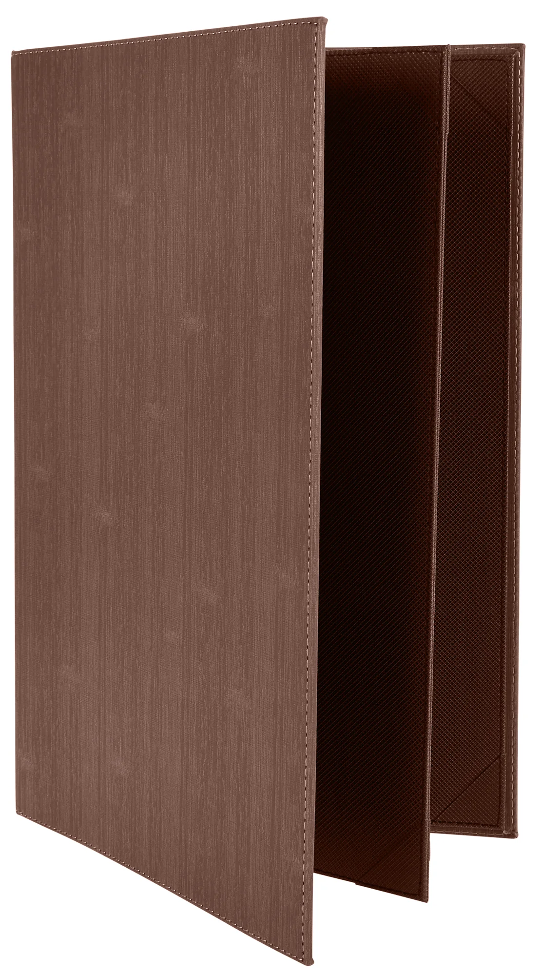 Winco LMF-814BN Legal Size Four View Menu Cover Leather-like Brown - Image 2