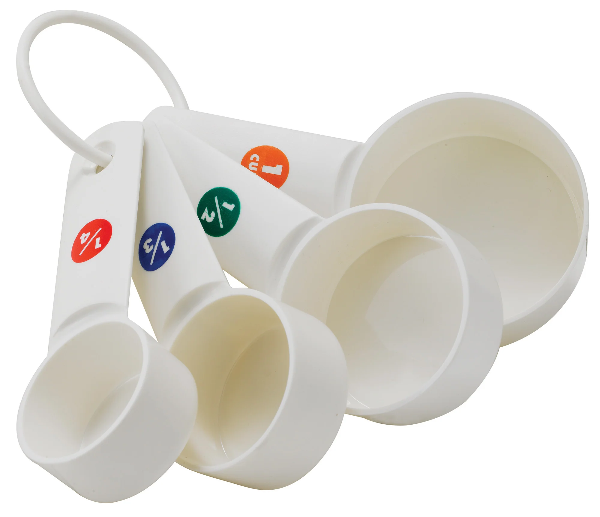 Winco MCPP-4 1 Cup Measuring Cup Set 4-piece BPA Free Plastic White