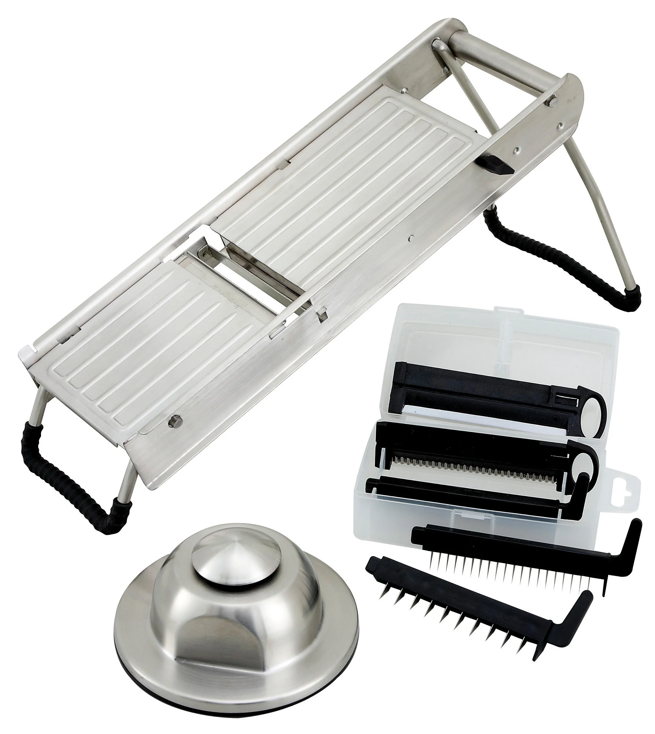 Winco MDL-15 15-1/2 Inch Mandoline Slicer Set With 5 Interchangeable Blades Stainless Steel - Image 2