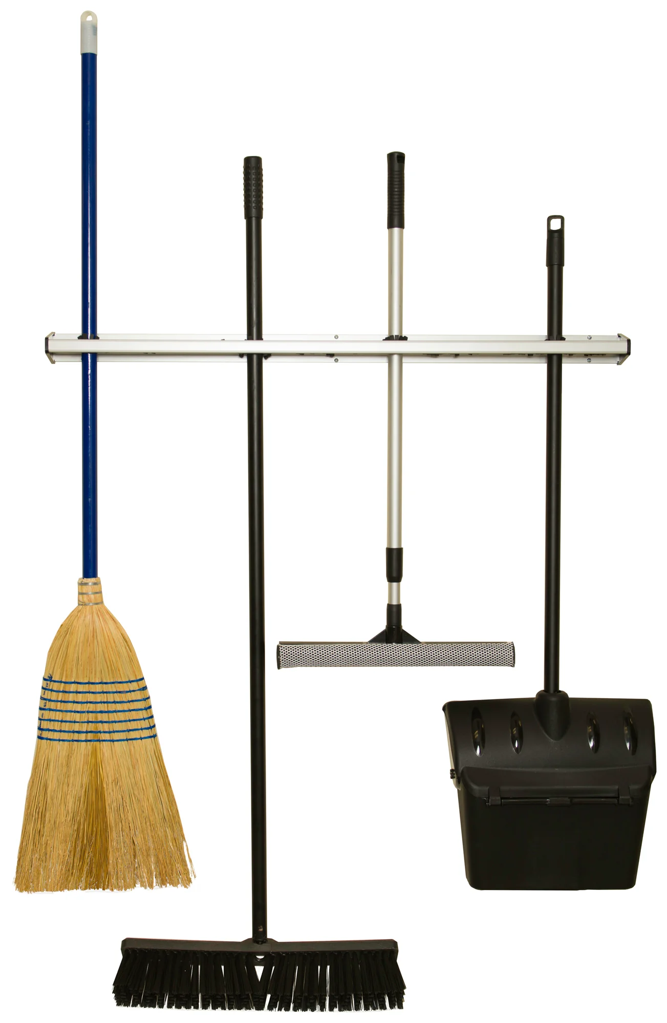 Winco MHH-36 36 Inch Mop and Broom Rack with Rubber Bristles Aluminum - Image 2