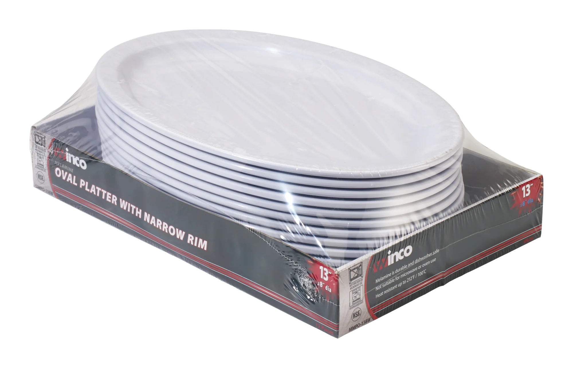 Winco MMPO-138W Platter 13 Inch White Melamine Oval Dishwasher Safe - Image 3