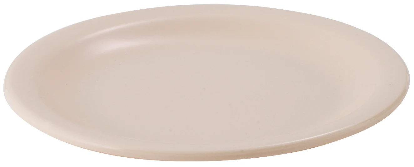 Winco MMPR-6 6-3/8 Inch Diameter Tan Round Plate Melamine Dishwasher Safe