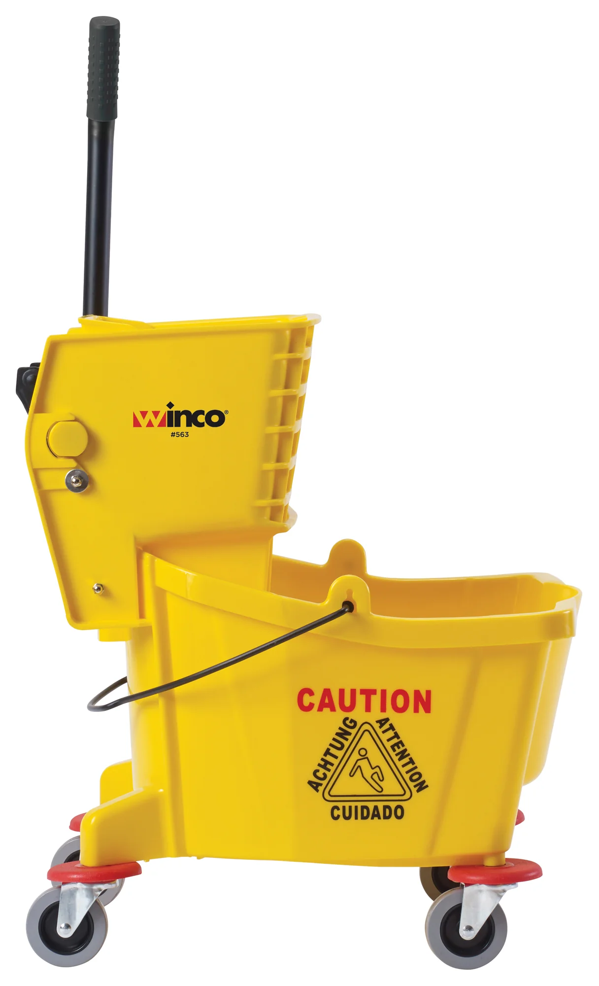 Winco MPB-26 26 Qt Mop Bucket with Side Press Wringer Yellow Polypropylene - Image 2