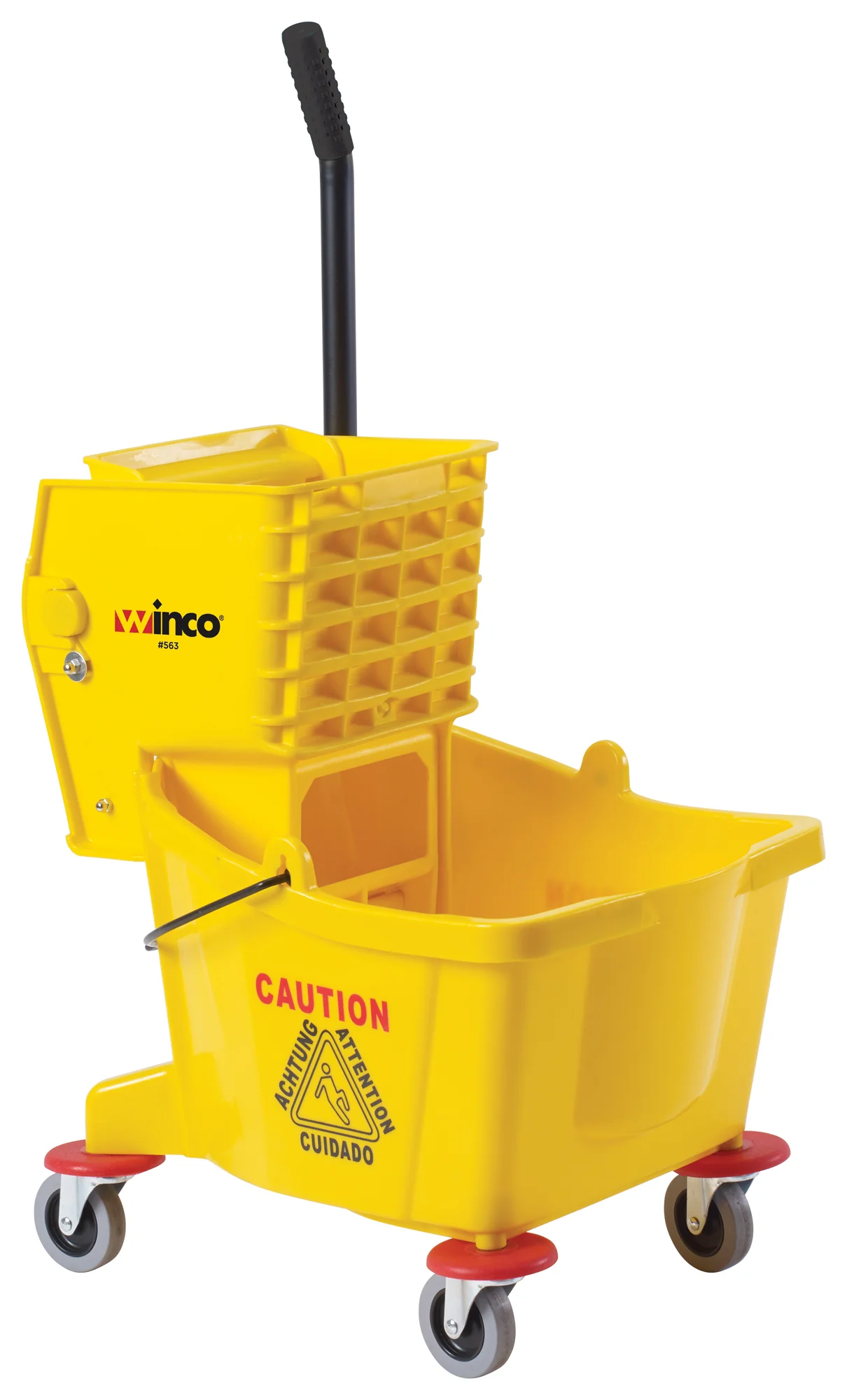Winco MPB-26 26 Qt Mop Bucket with Side Press Wringer Yellow Polypropylene - Image 3