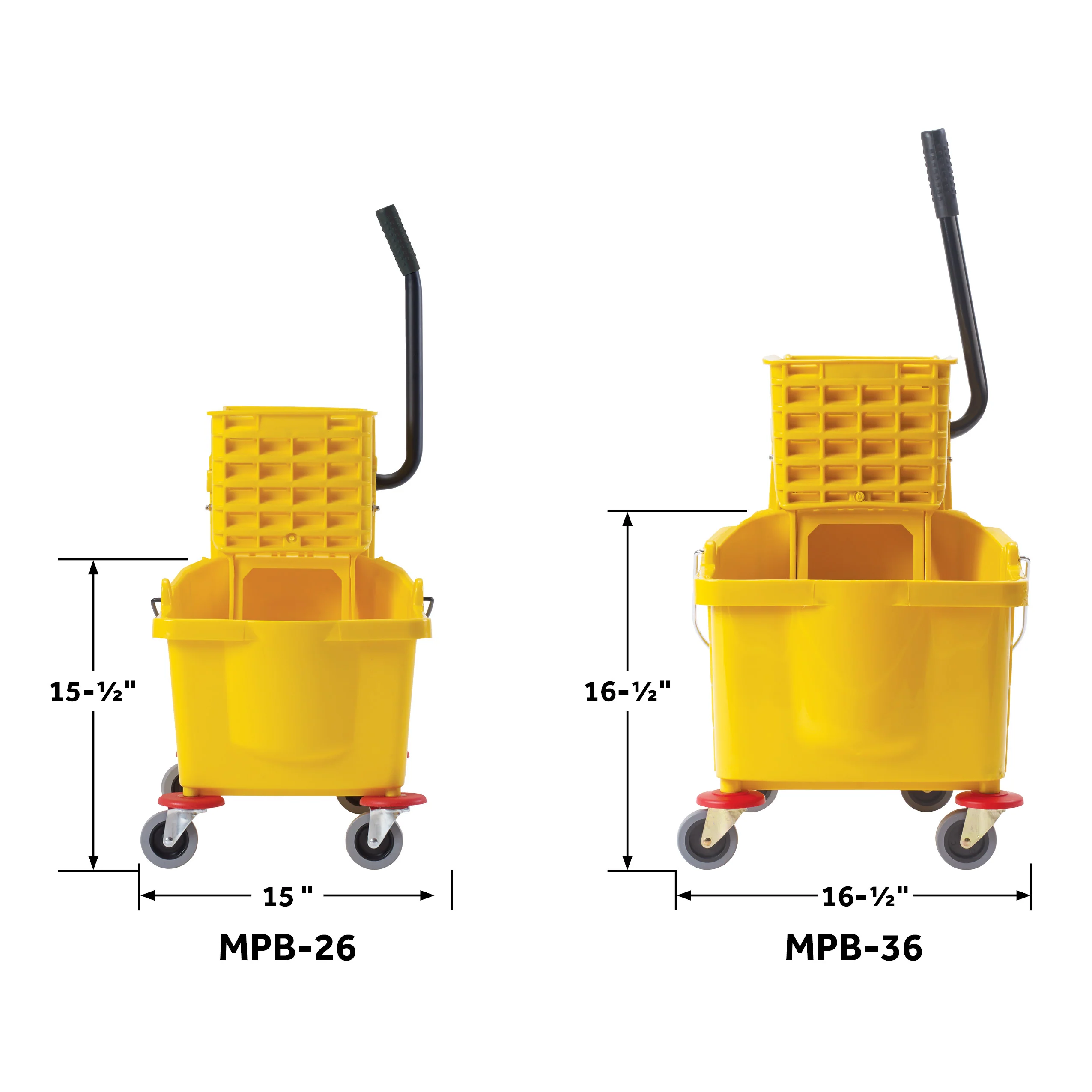 Winco MPB-26 26 Qt Mop Bucket with Side Press Wringer Yellow Polypropylene - Image 4