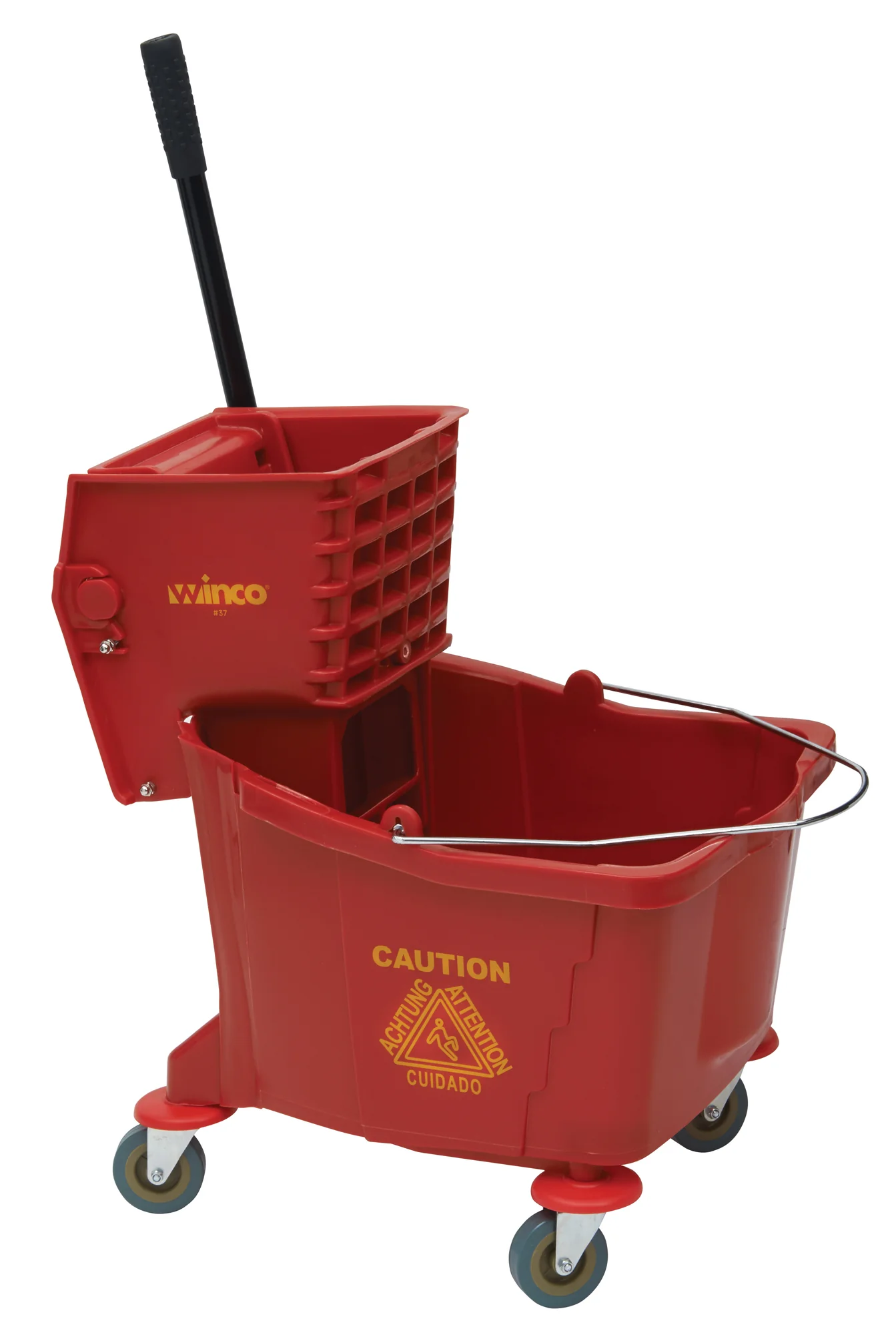 Winco MPB-36R 36 Qt Mop Bucket with Wringer Red Durable Polypropylene - Image 2
