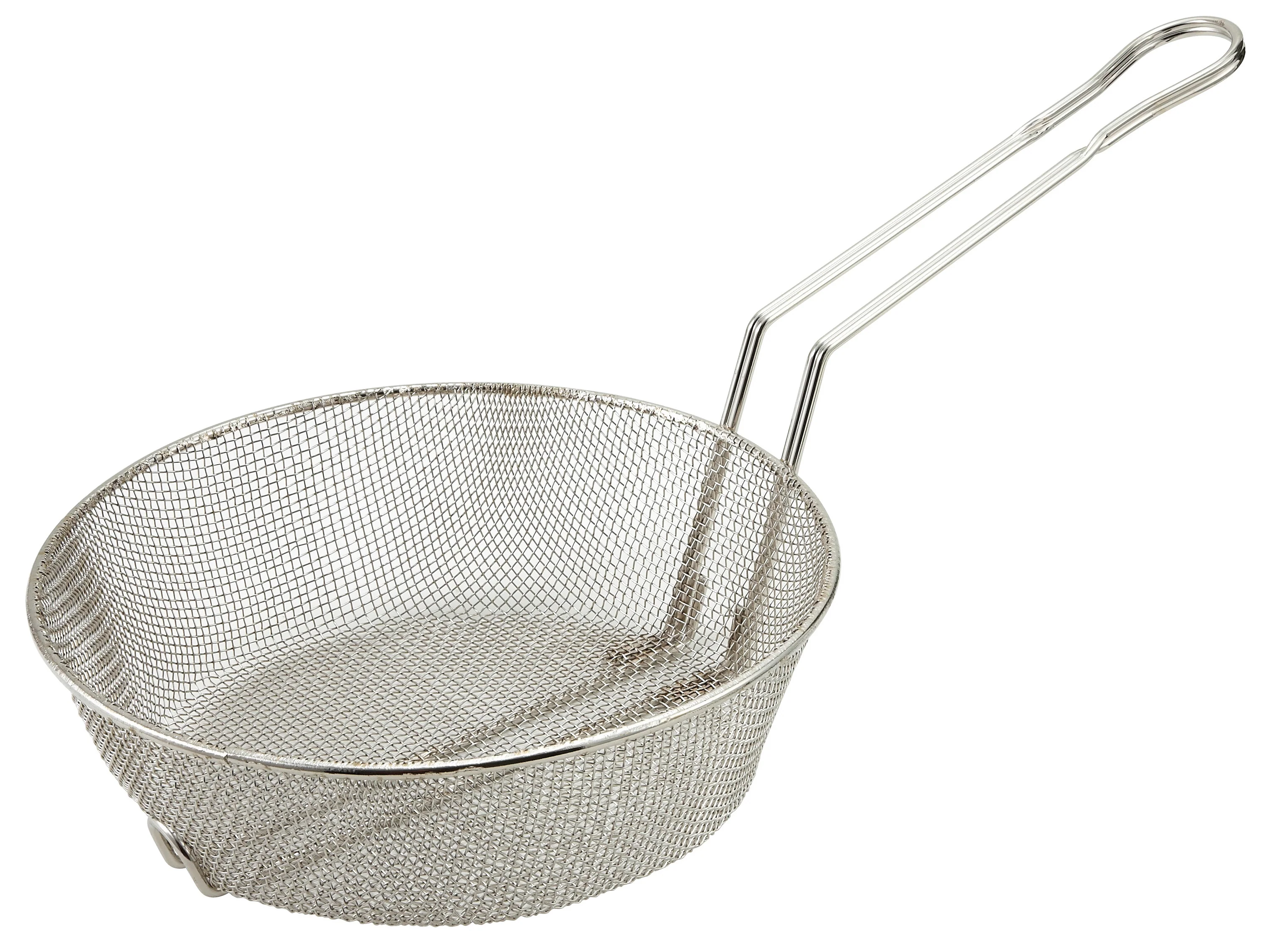 Winco MSB-08F 8 Inch Round Culinary Basket Fine Mesh Nickel Plated Steel