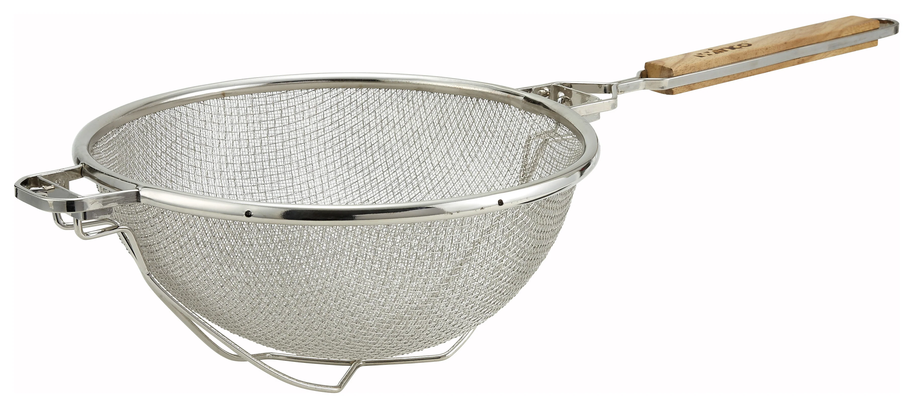 Winco MST-10RB 10-1/2 Inch Diameter Mesh Strainer Wood Handle Nickel Plated - Image 2