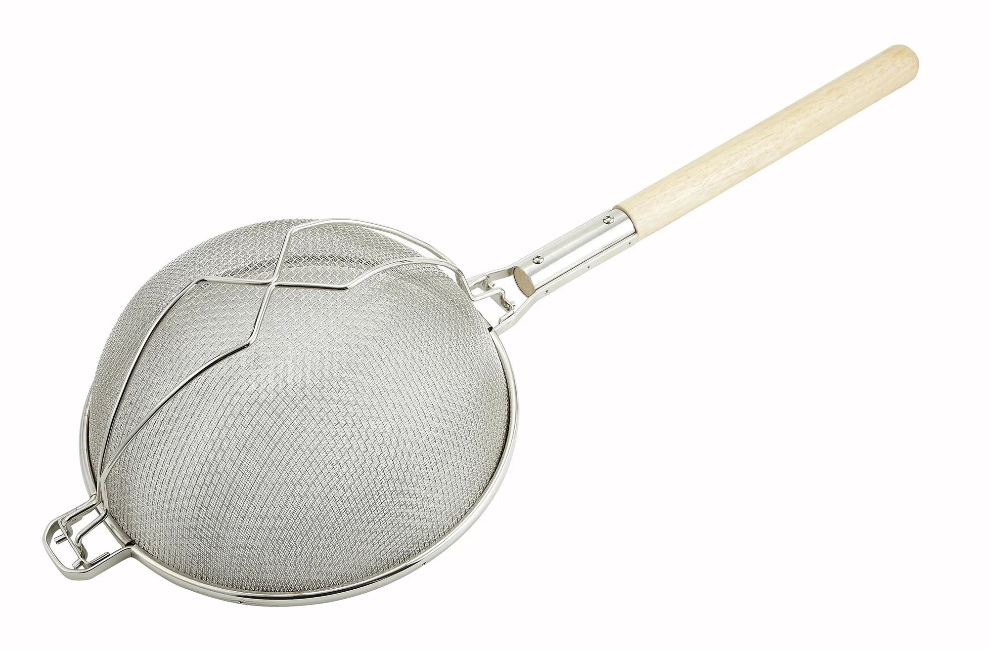 Winco MST-12D 12 Inch Bowl Diameter Round Mesh Strainer with Wooden Handle - Image 2