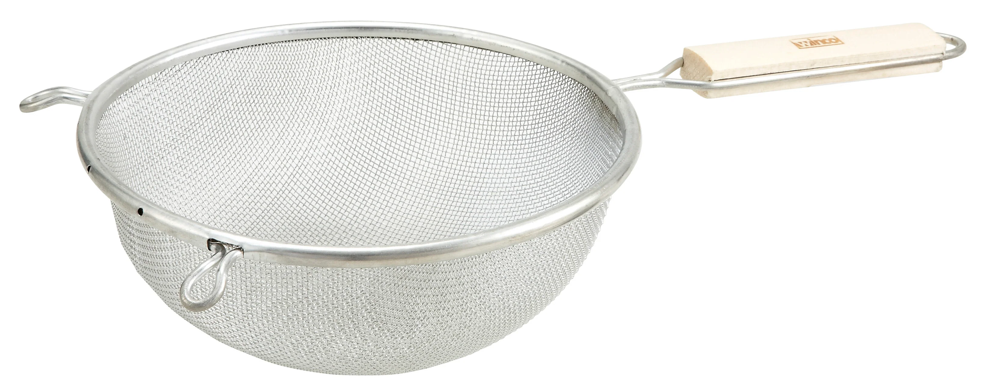 Winco MST-8S 8 Inch Diameter Round Mesh Strainer Tin-Plated with Wood Handle - Image 2