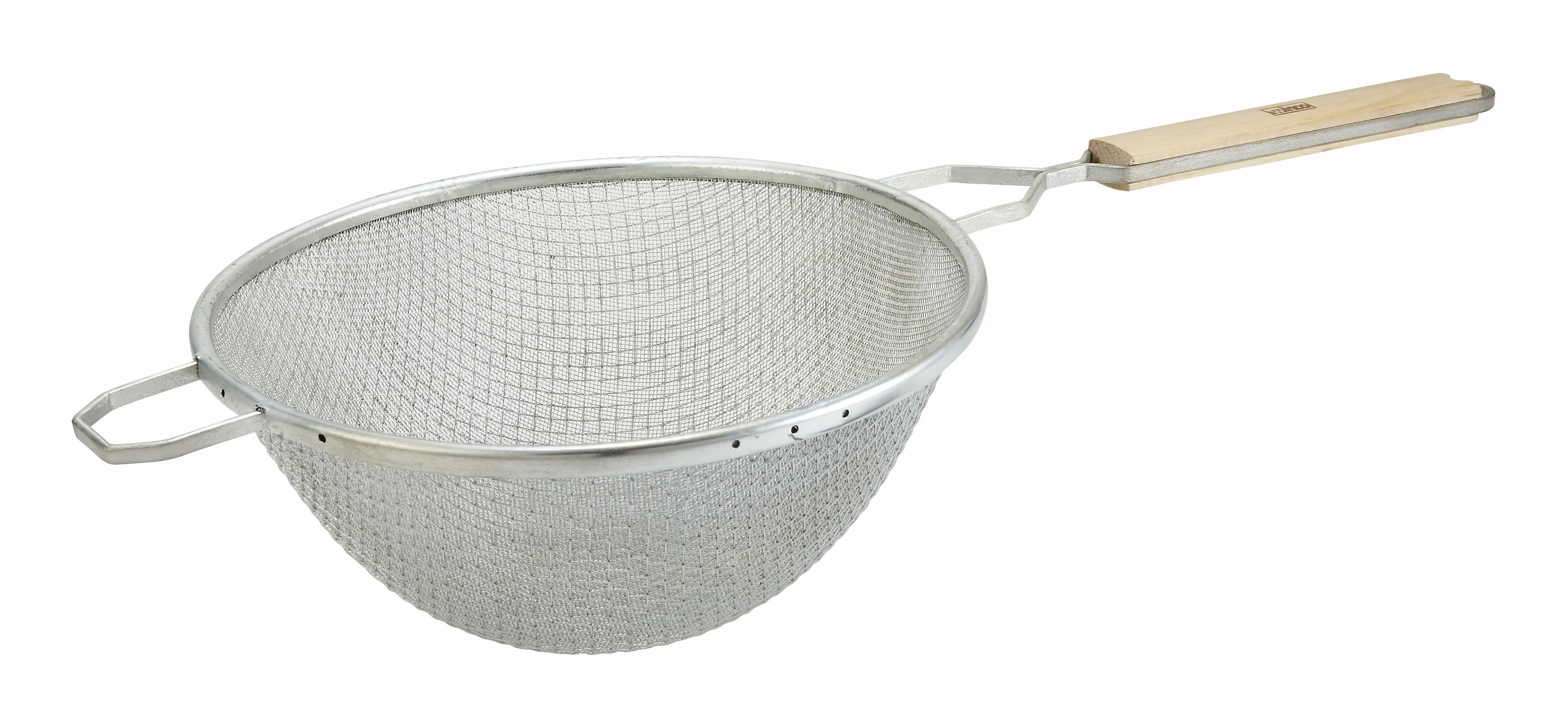 Winco MSTF-10D 10-1/4 Inch Diameter Fine Mesh Strainer with Wood Handle