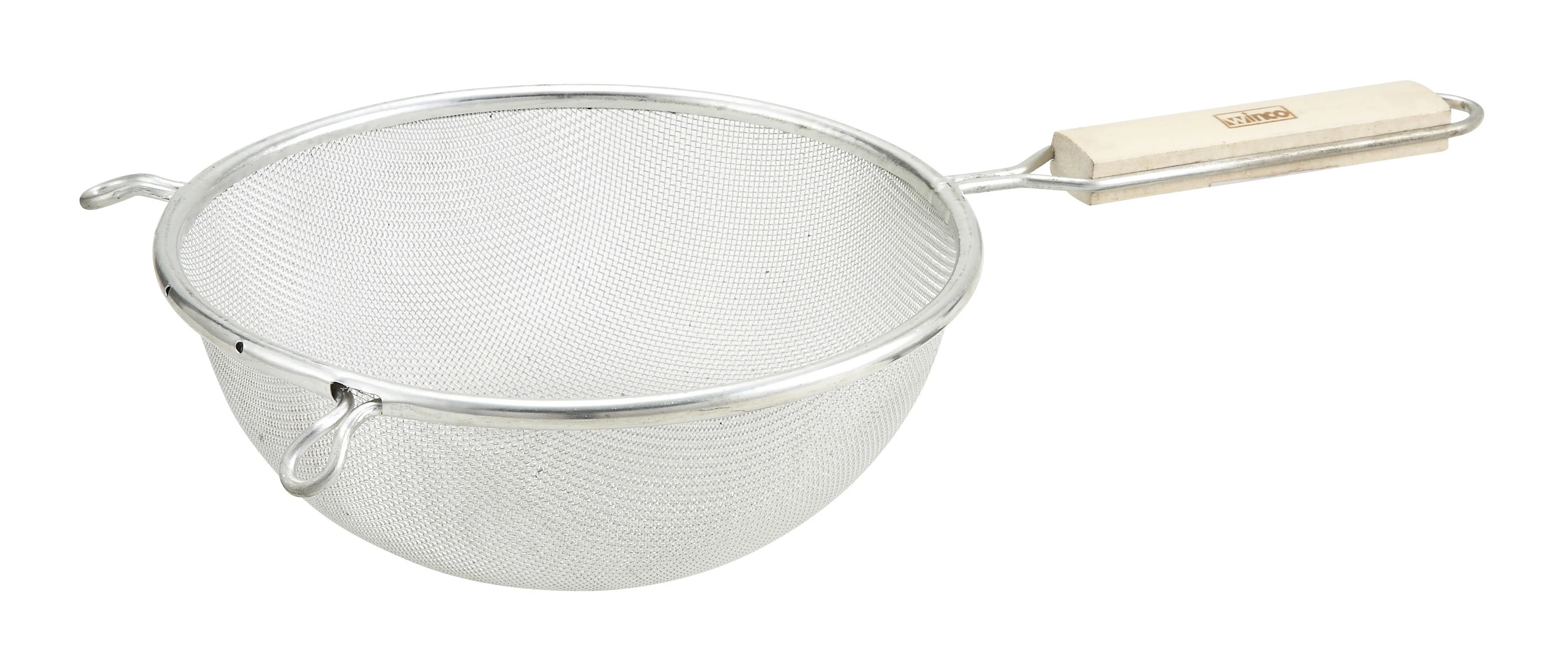 Winco MSTF-6S 6-1/4 Inch Diameter Strainer with Wood Handle Tin-Plated Mesh - Image 2