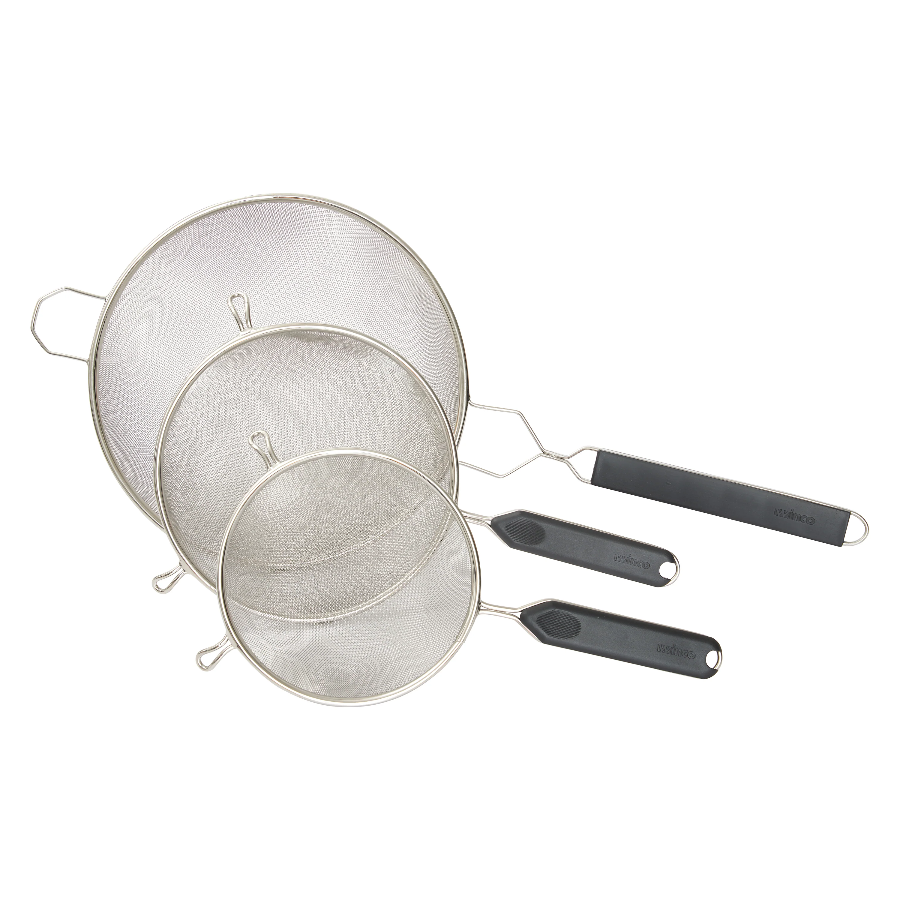 Winco MSTP-6SM 12.75 Inch Stainless Steel Single Medium Mesh Strainer with Plastic Handle - Image 2