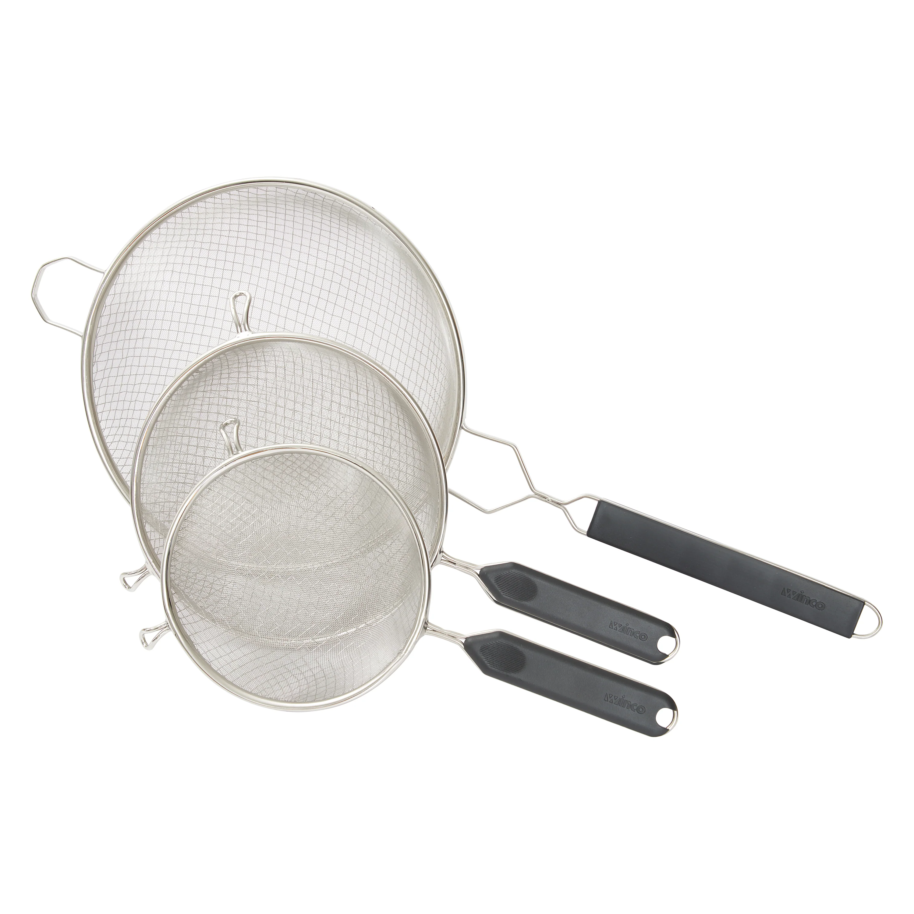 Winco MSTP-8DF 14 Inch Mesh Strainer Double Fine Mesh Plastic Handle Stainless Steel - Image 3