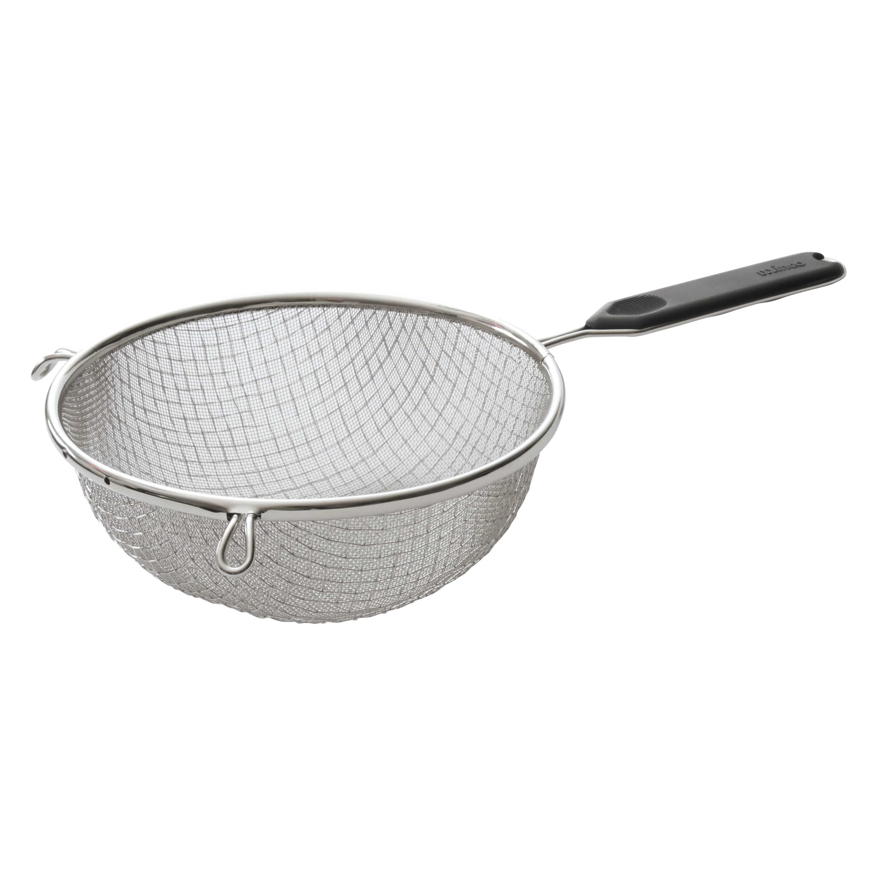 Winco MSTP-8DM 14 Inch Mesh Strainer Stainless Steel Plastic Handle with Double Medium Mesh - Image 2