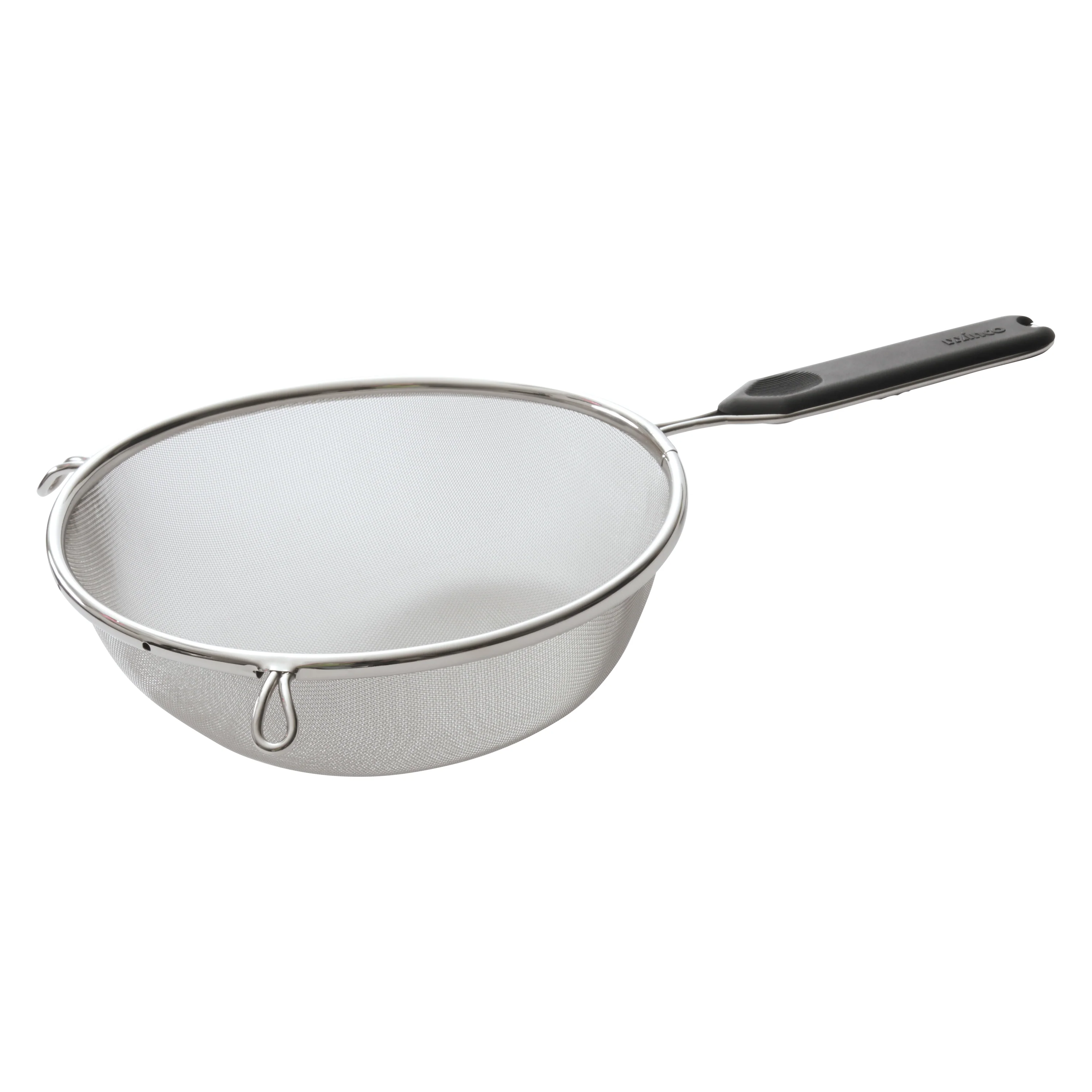 Winco MSTP-8SF 14 Inch Stainless Steel Fine Mesh Strainer with Plastic Handle - Image 3