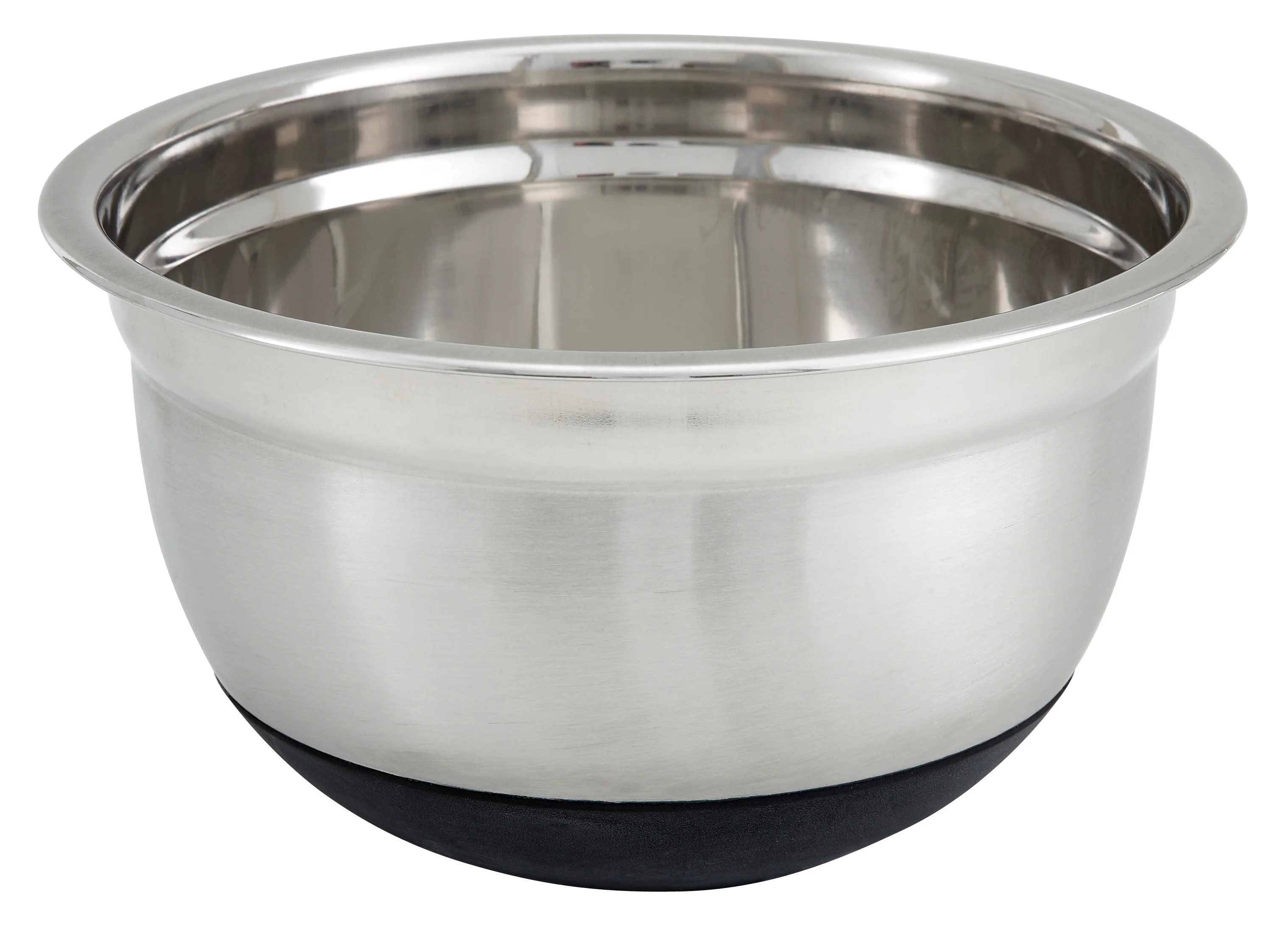 Winco MXRU-800 8 Quart German Mixing Bowl with Black Non-Slip Silicon Base Stainless Steel Mirror Finish
