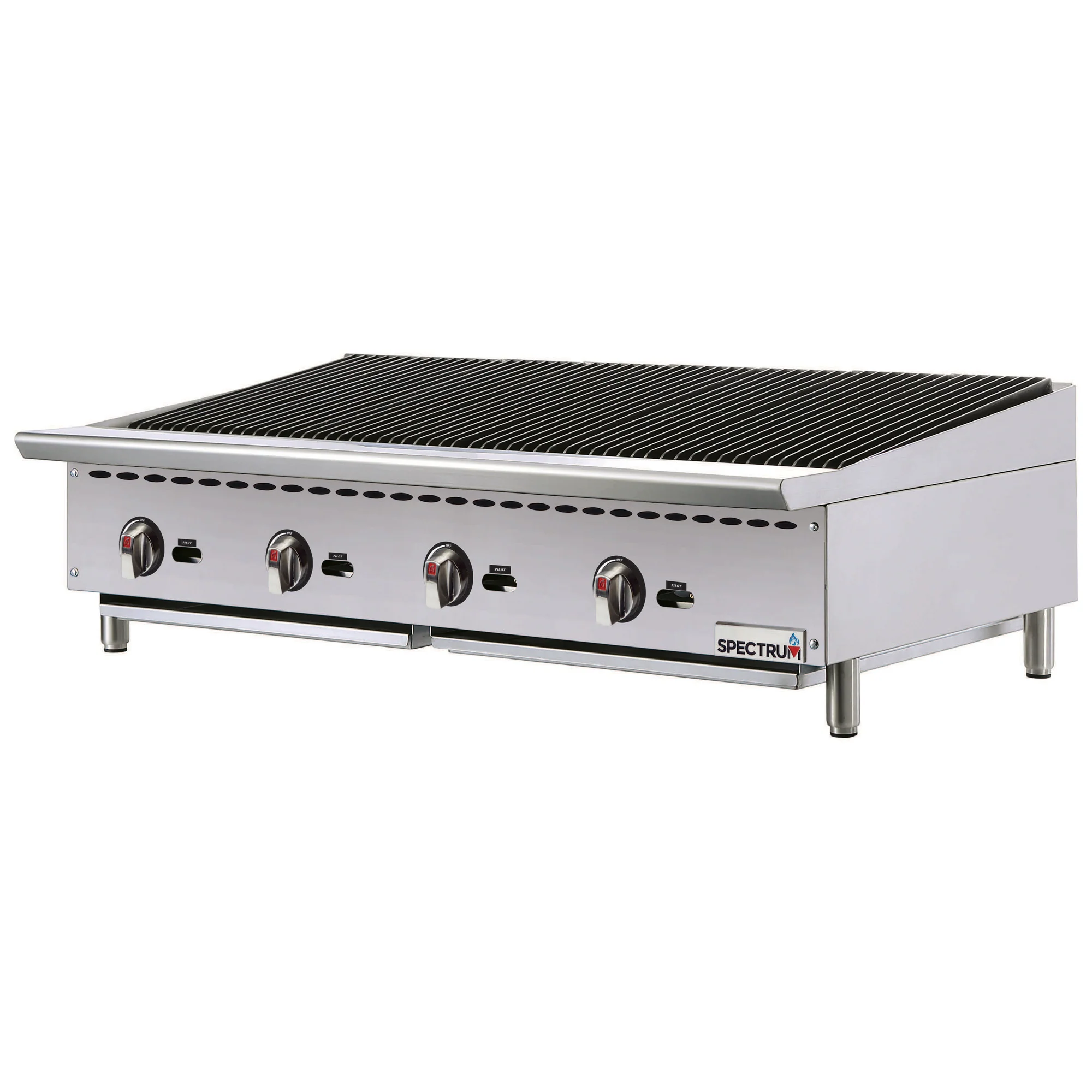 Winco NGCB-48R 48 Inch Charbroiler Gas Countertop with 4 Burners 140000 BTU - Image 2