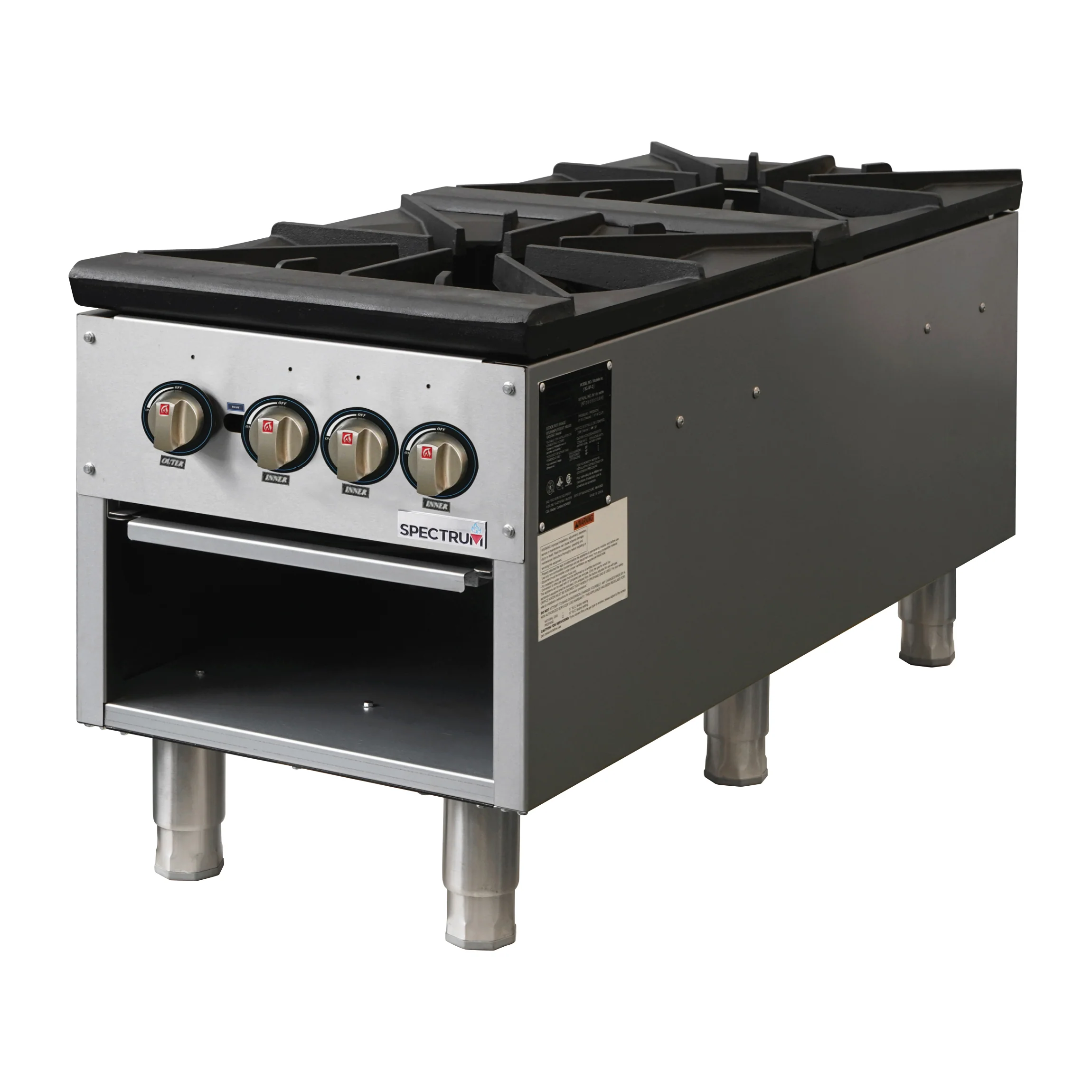 Winco NGSP-2 Spectrum™ Stock Pot Stove Gas (2) Three-ring Cast Iron Burner - Image 2