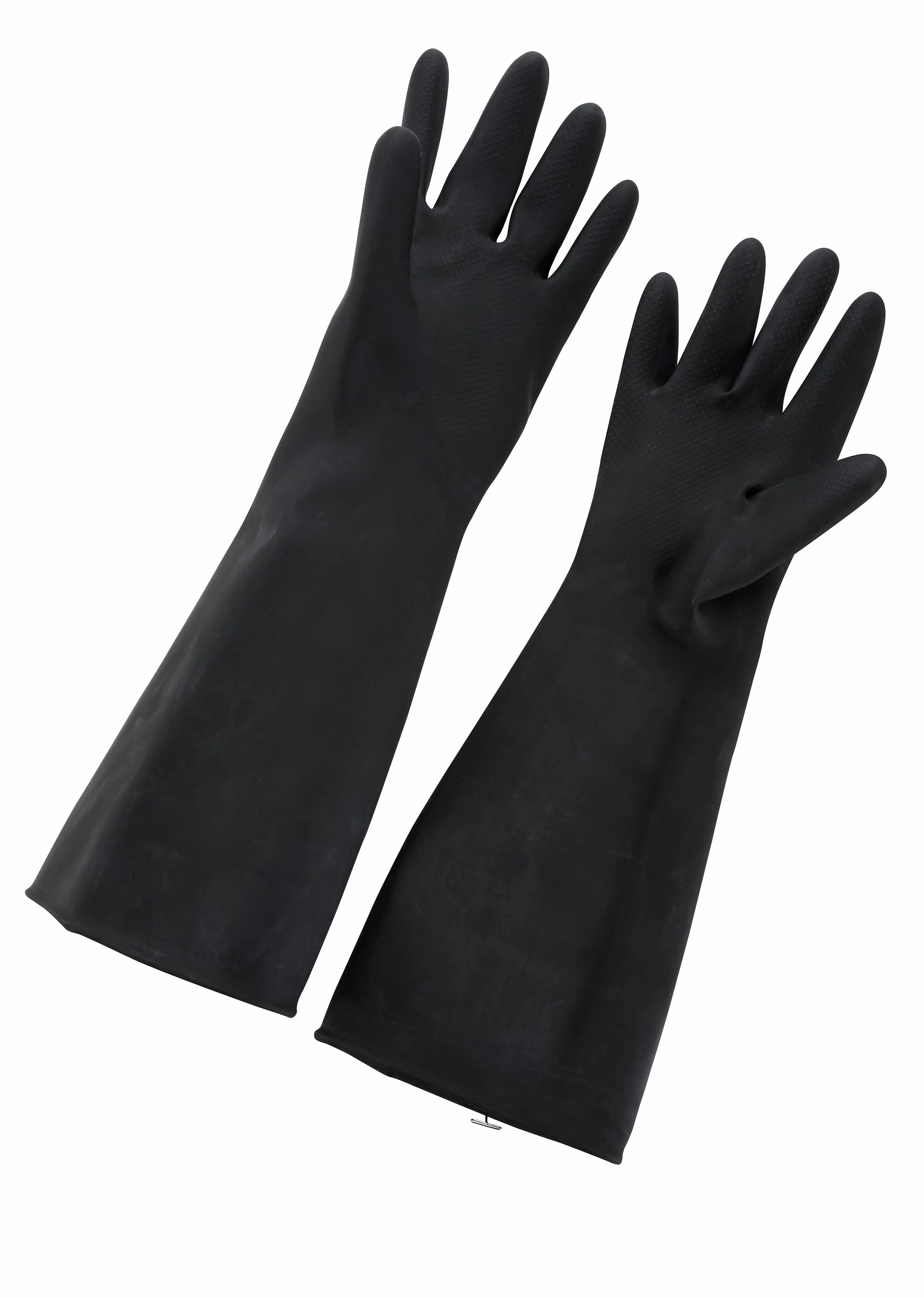 Winco NLG-1018 Large Gloves with Natural Latex Black for Cleaning - Image 2