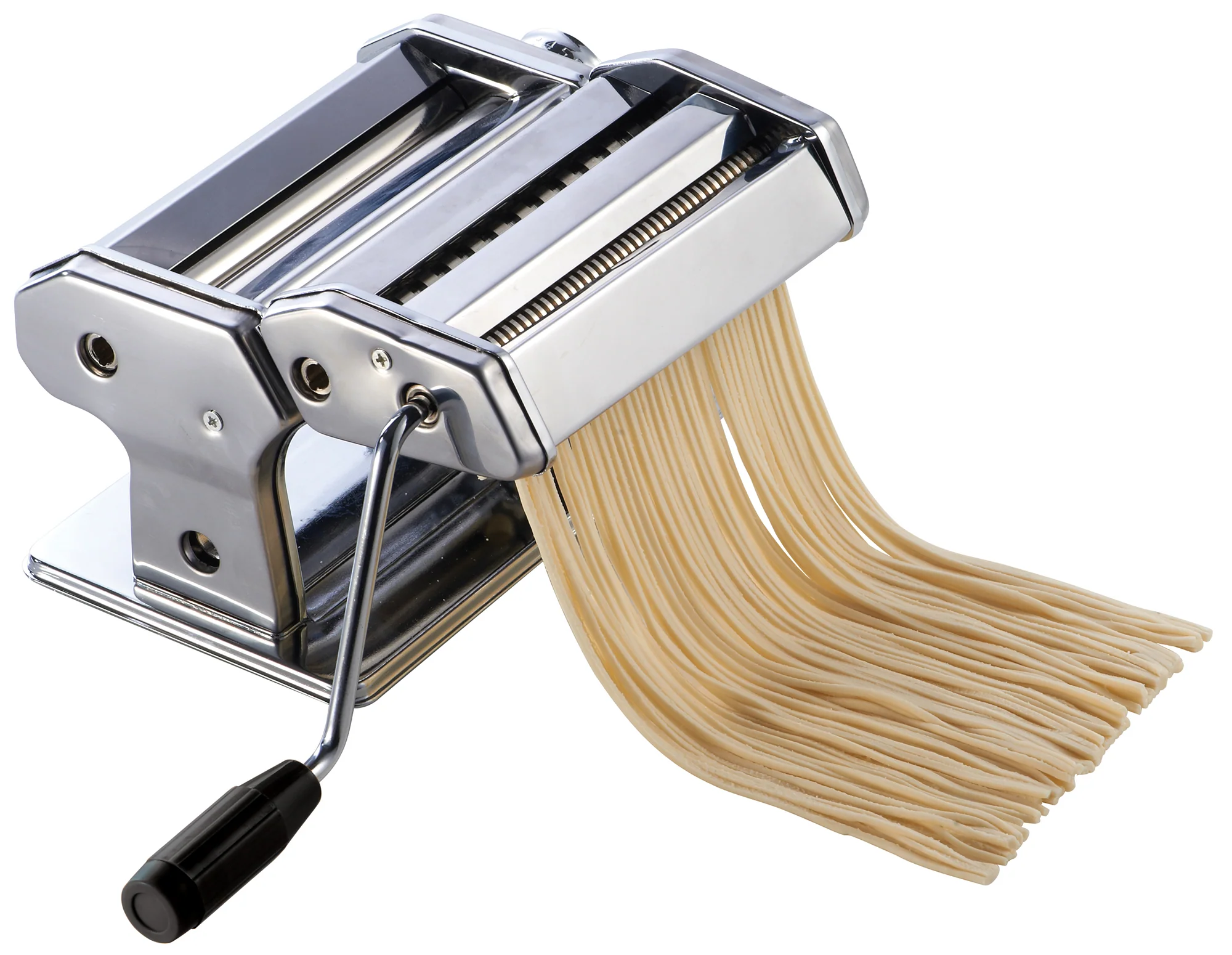 Winco NPM-7 7 Inch Pasta Maker Manual Chrome Plated Stainless Steel with Detachable Cutter - Image 3