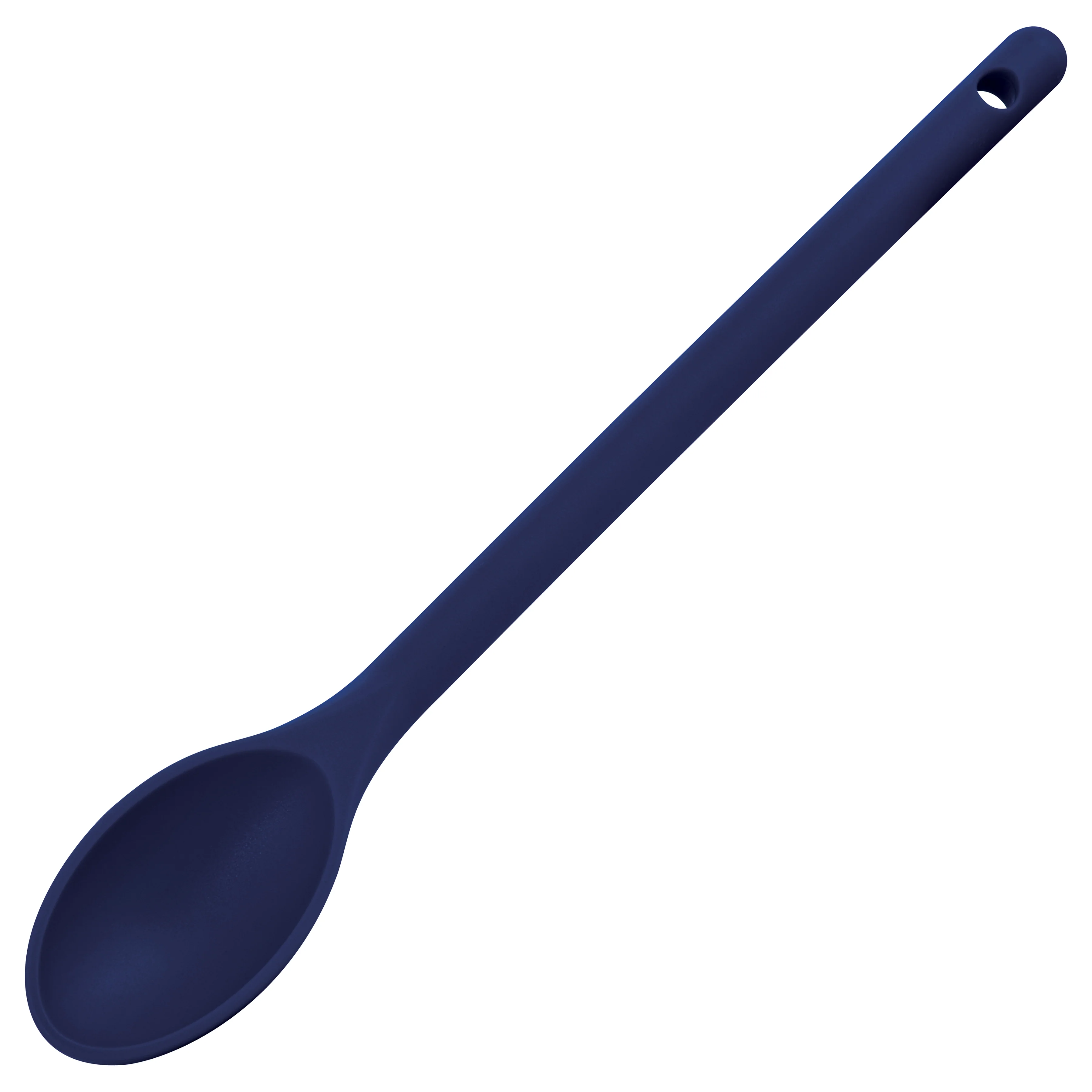 Winco NS-12B 12 Inch Spoon Solid One-Piece Nylon Blue BPA Free - Image 2