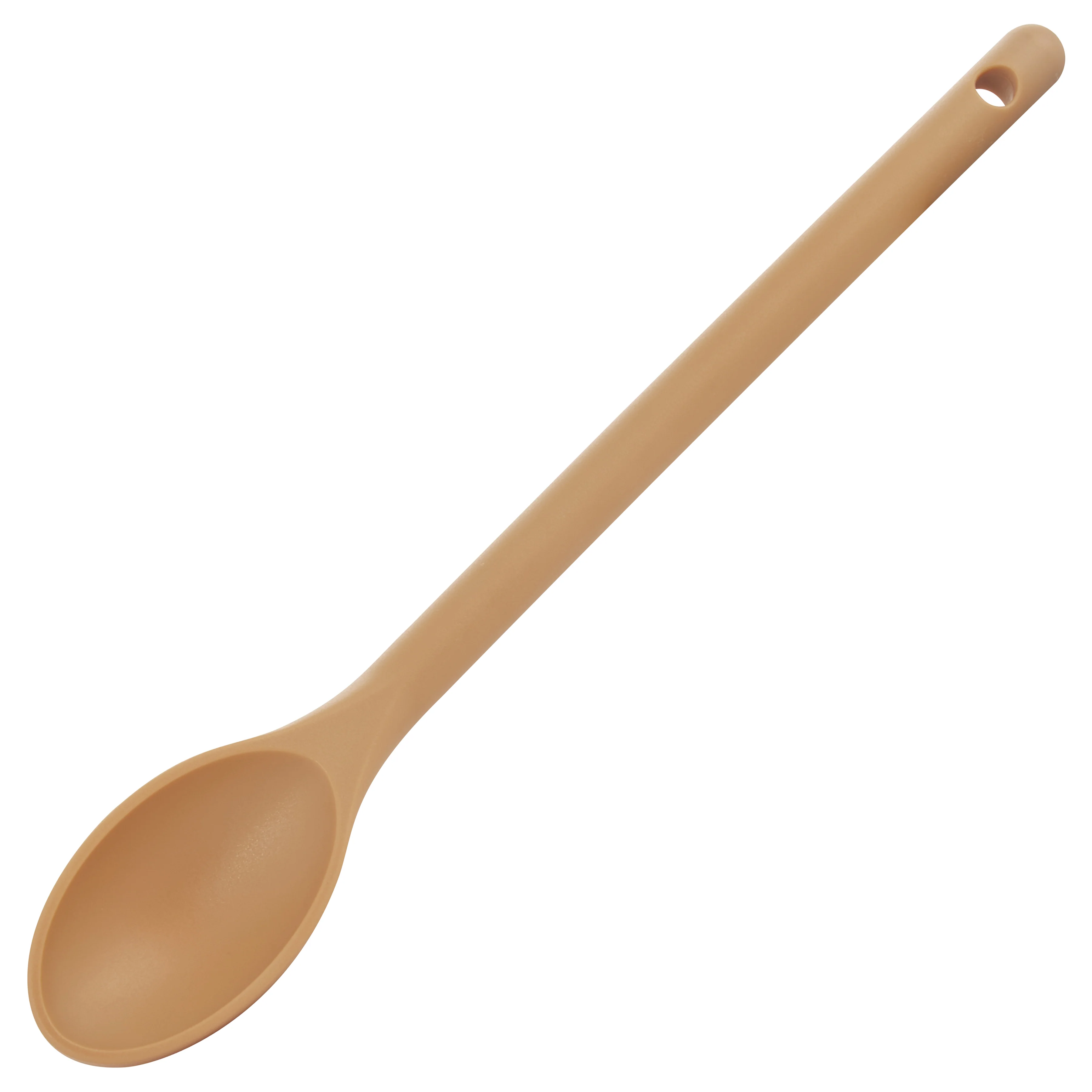 Winco NS-12T 12 Inch Spoon One-piece Nylon Stain-resistant BPA Free Tan - Image 2