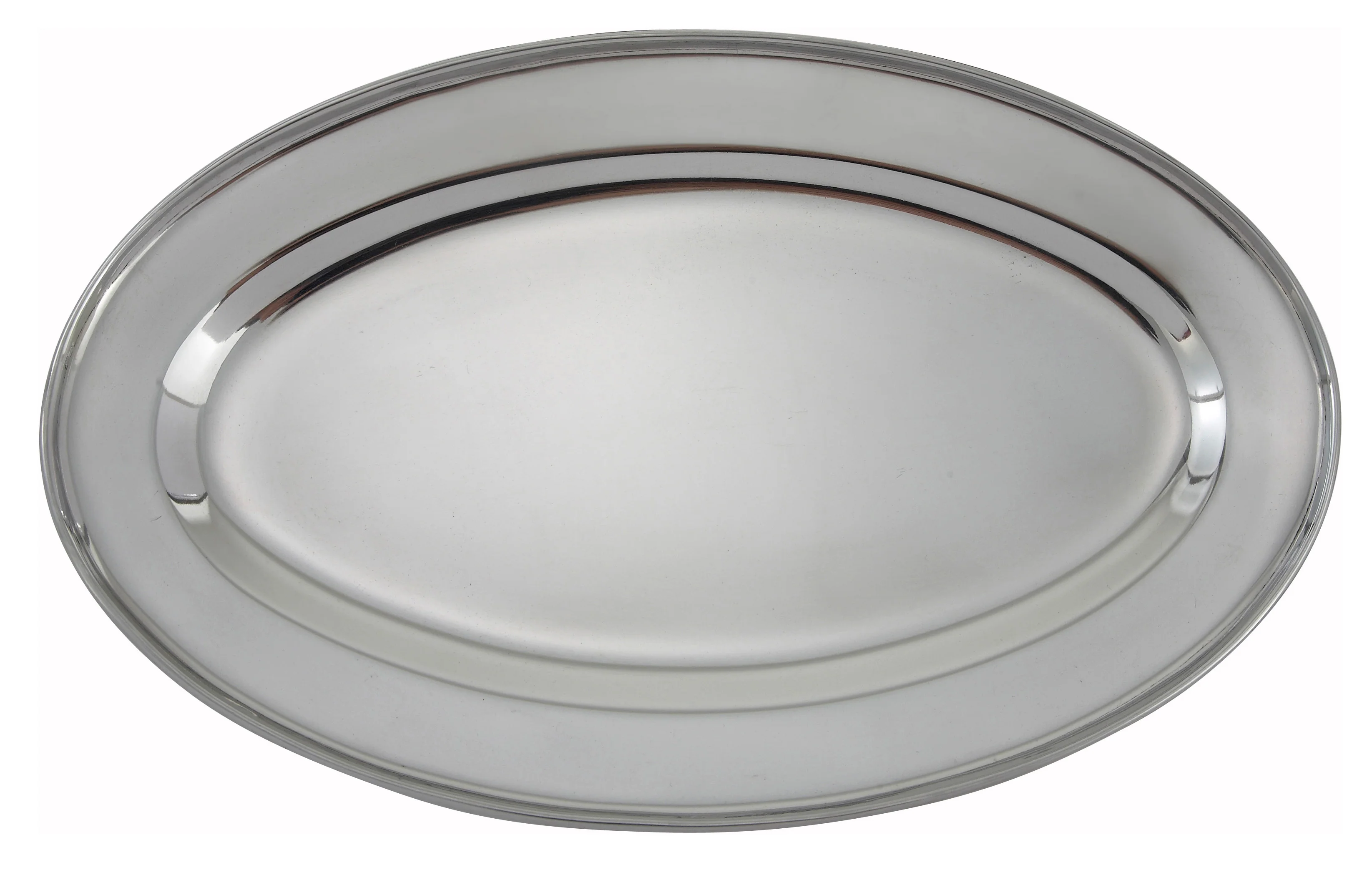 Winco OPL-16 16 Inch Oval Platter with Stainless Steel - Serving Ware