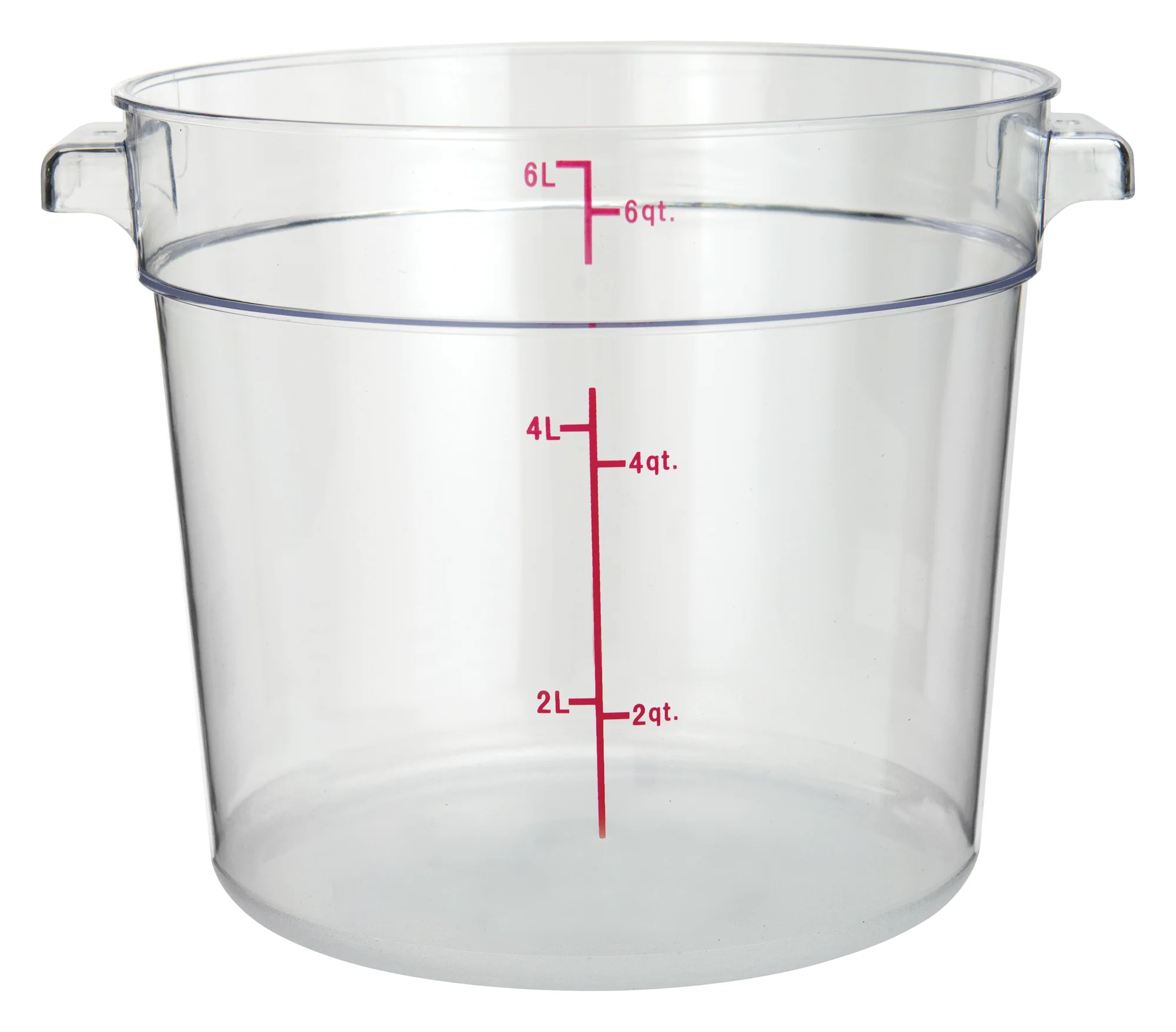 Winco PCRC-6 6 Quart Round Food Storage Container Clear Polycarbonate with Handles - Image 2