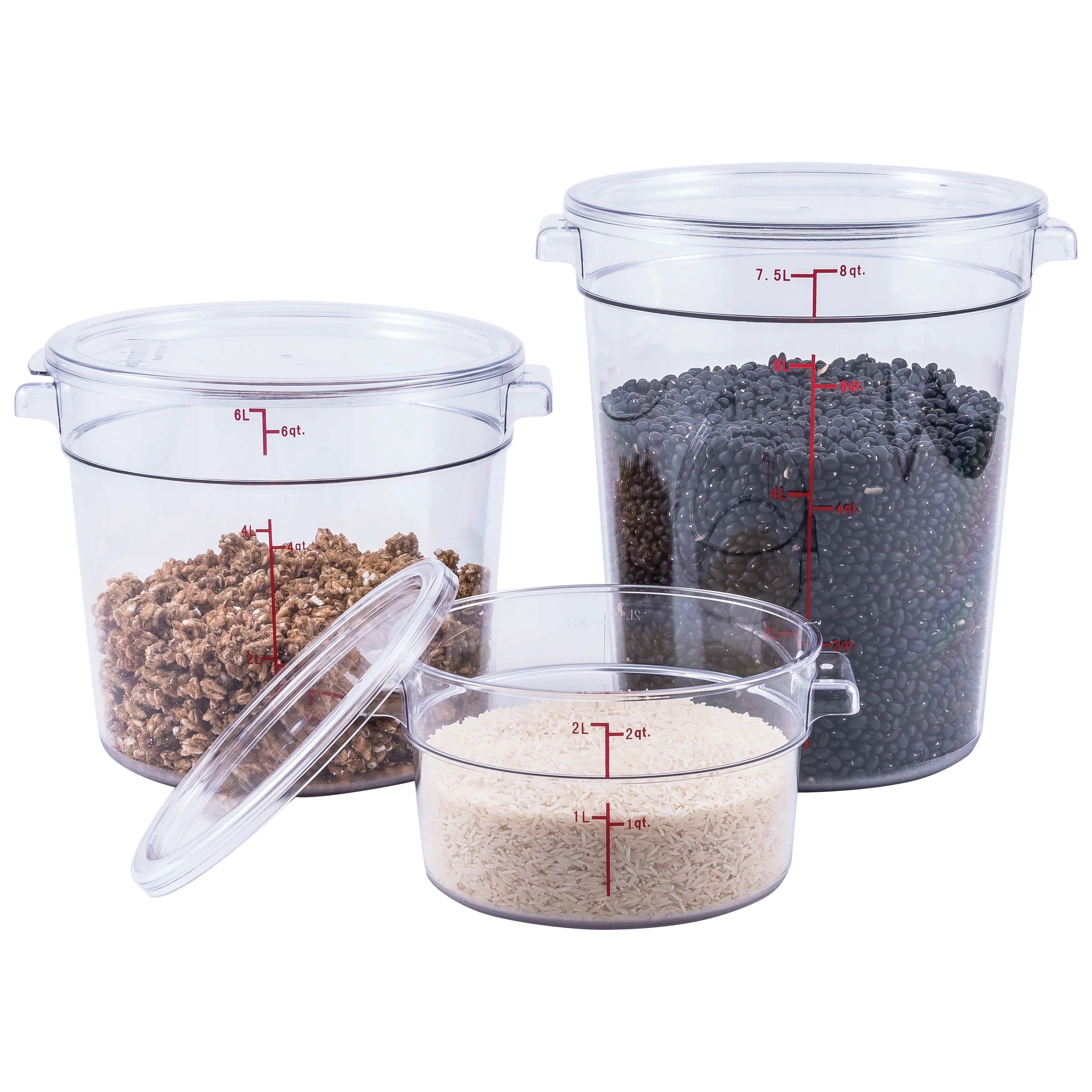 Winco PCRC-8 8 Quart Clear Round Food Storage Container Polycarbonate with Handles - Image 4