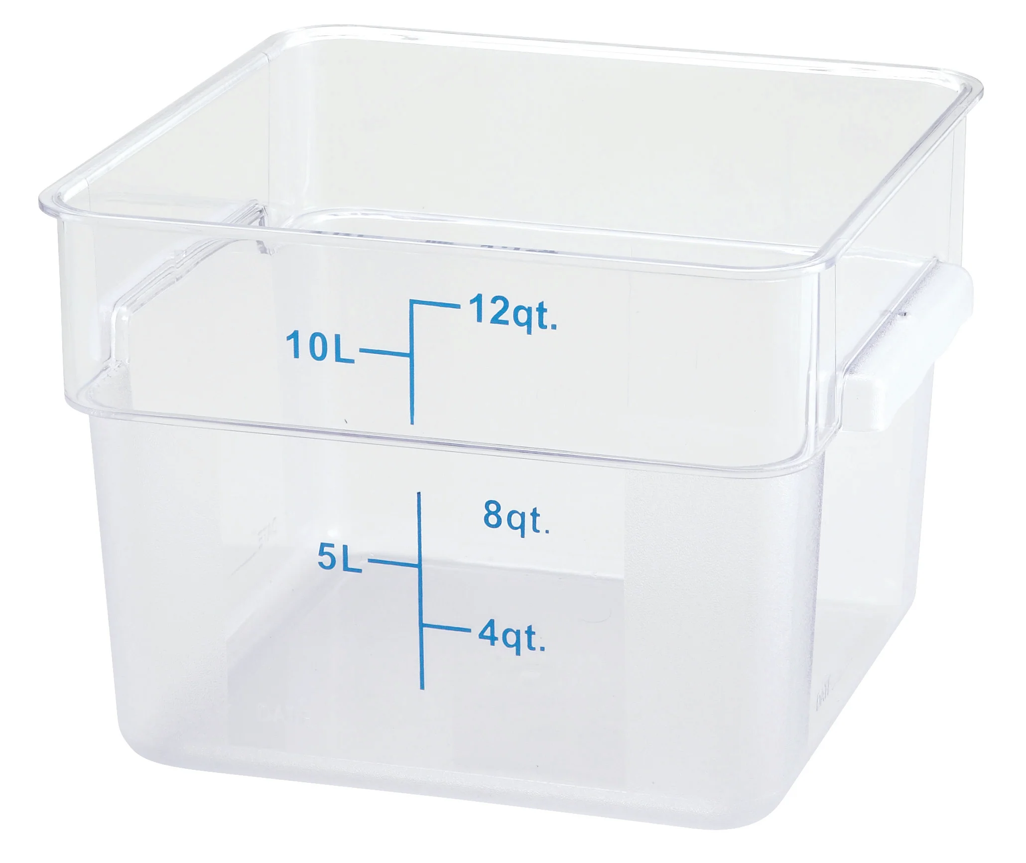 Winco PCSC-12C 12 Quart Storage Container Square with Built-in Handles Polycarbonate Clear