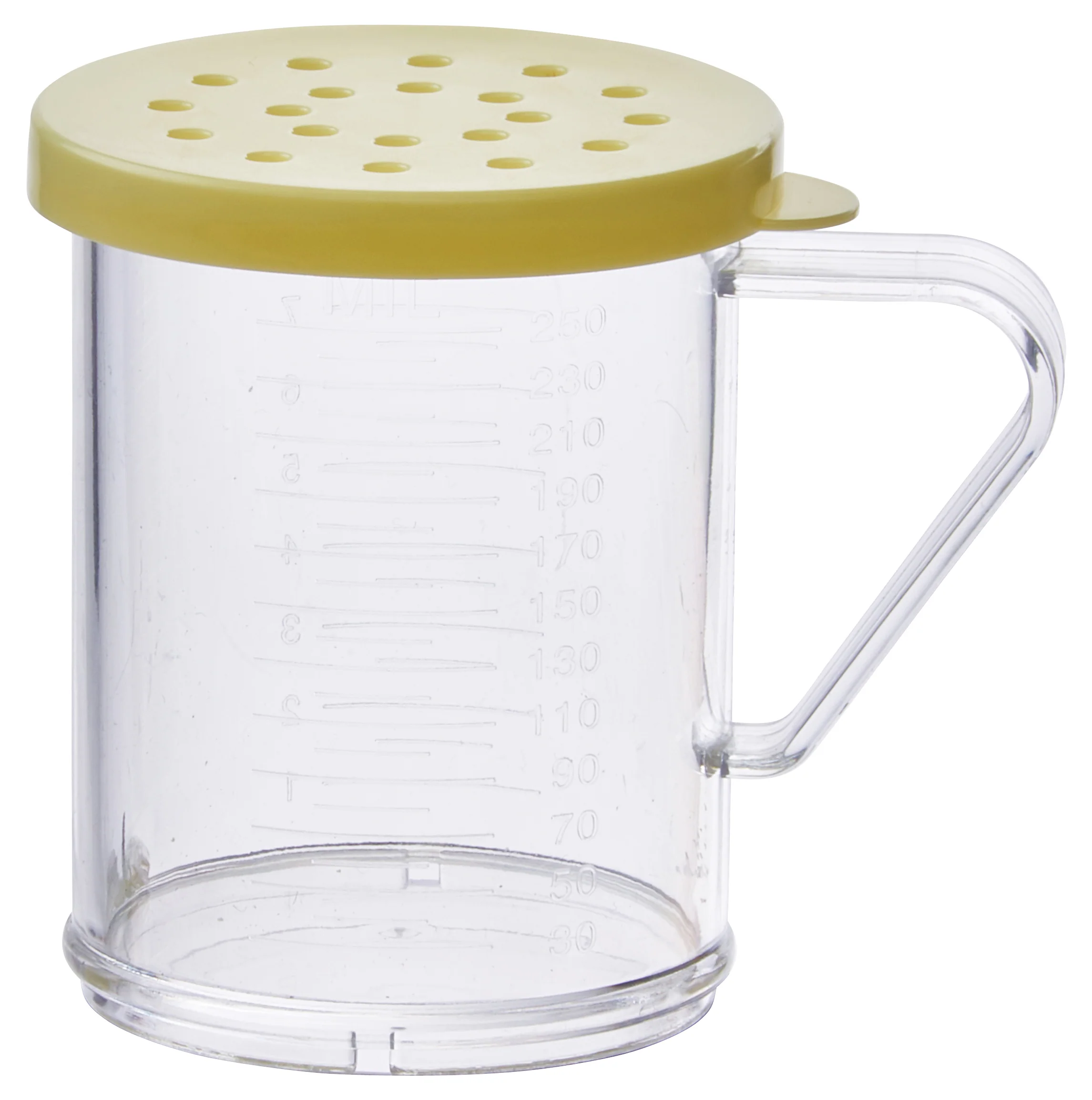 Winco PDG-10Y 10 Oz Shaker/Dredge With Handle Clear Polycarbonate Yellow Lid - Image 2