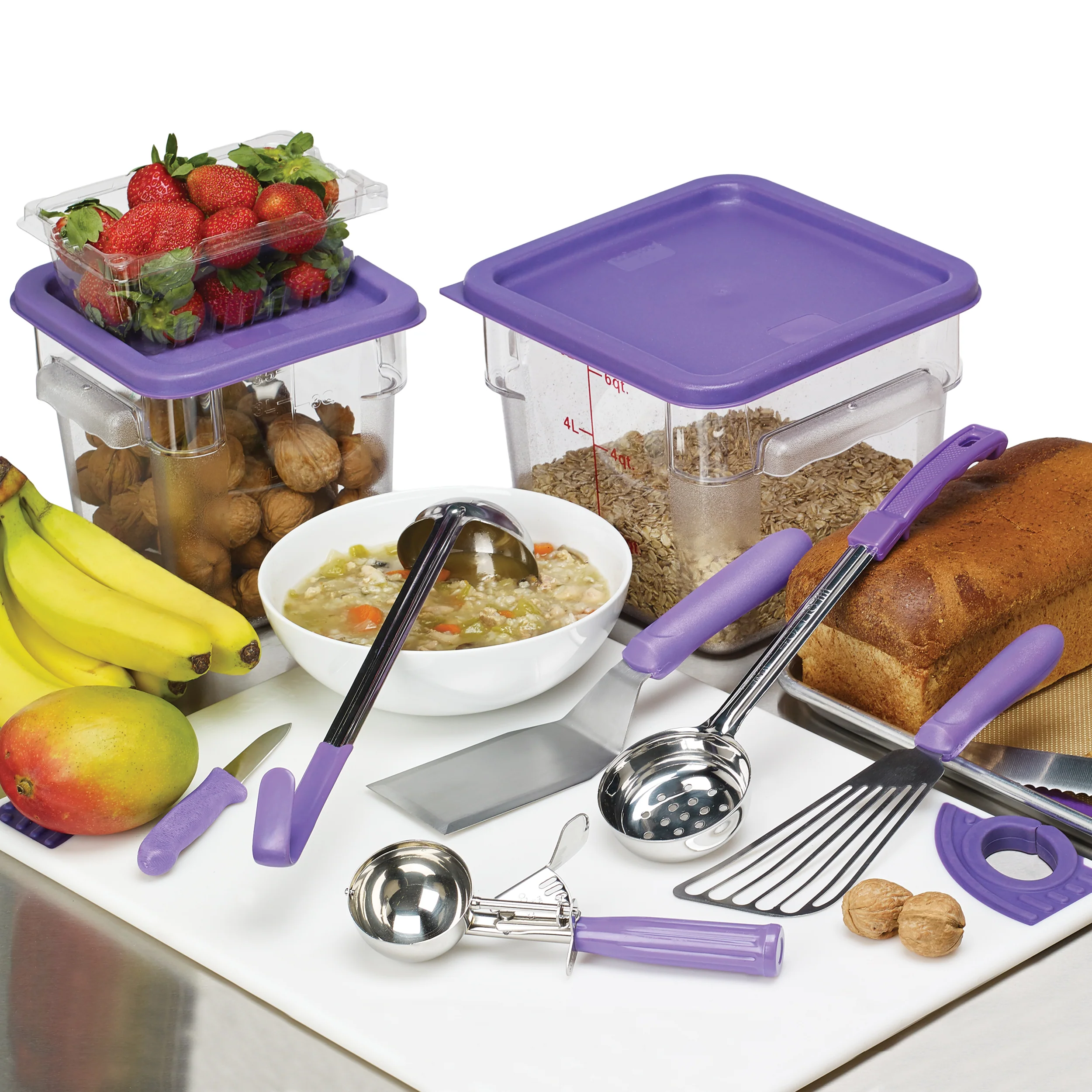 Winco PECC-68P 9-1/8 Inch Food Storage Container Cover Purple Polyethylene Allergen Free - Image 2