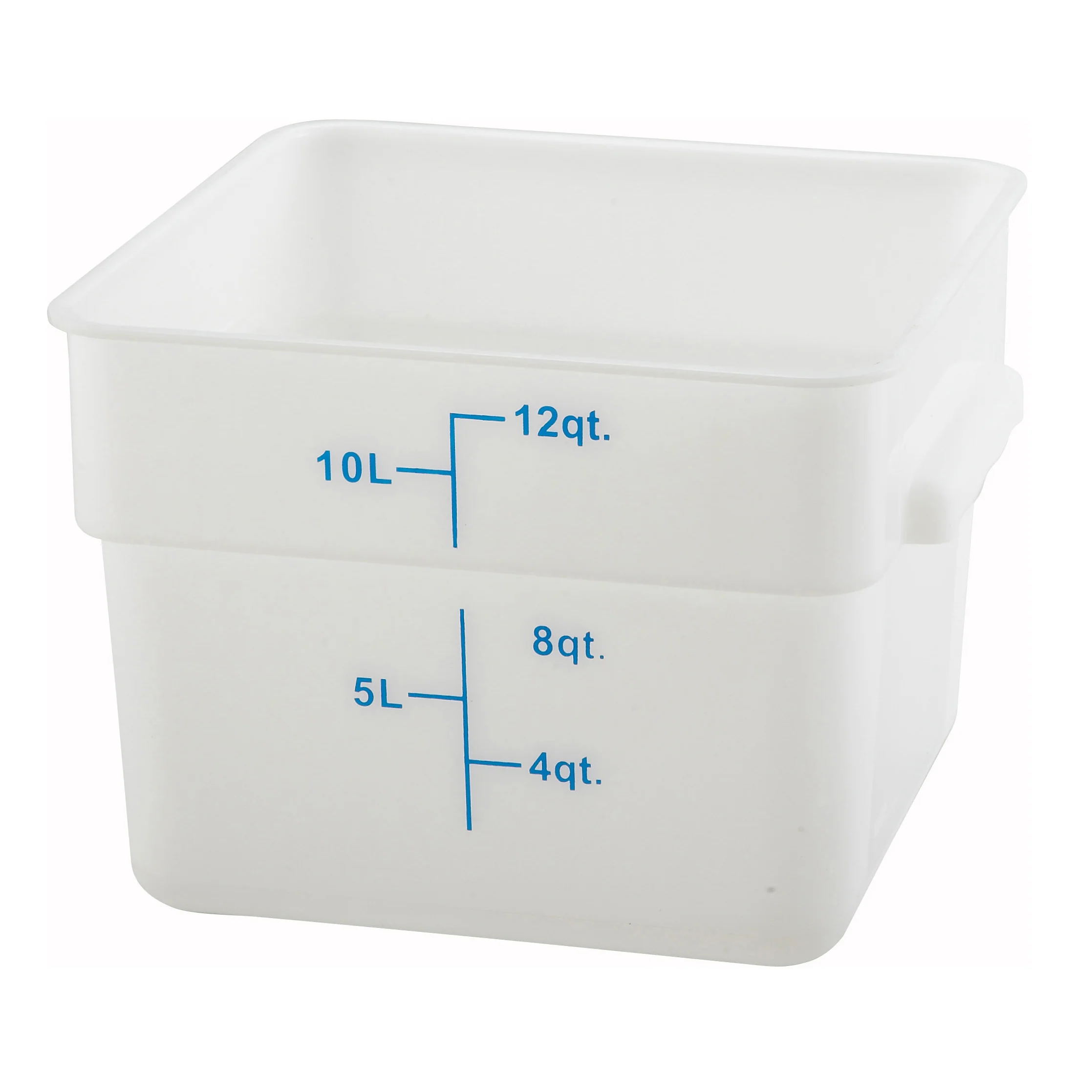 Winco PESC-12 12 Qt Food Storage Container Square Built-in Handles Polypropylene White - Image 2