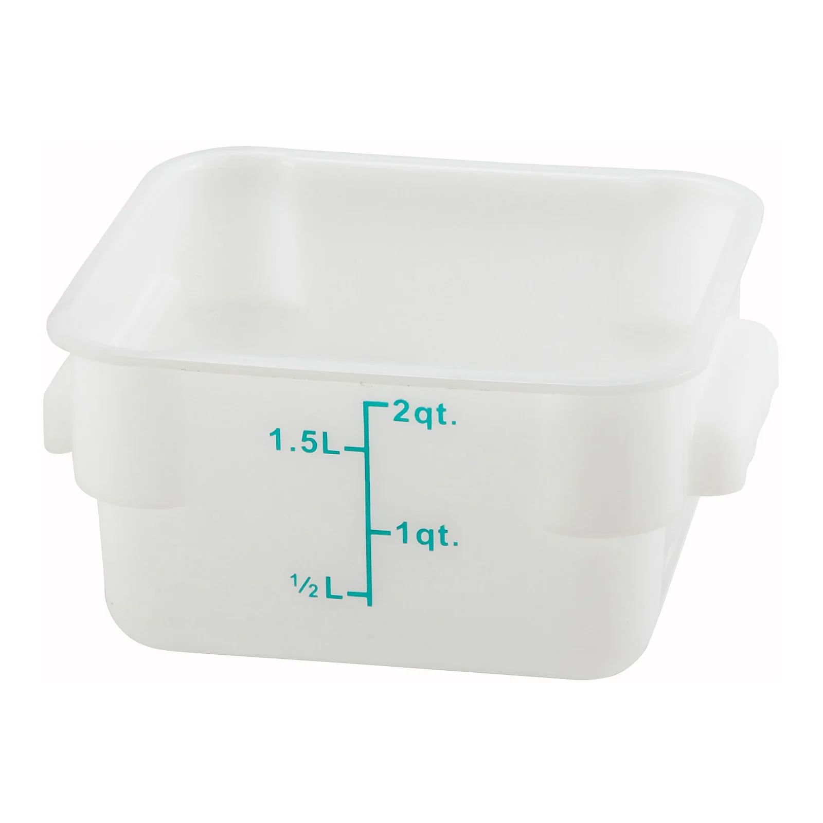 Winco PESC-2 2 Qt Storage Container Square with Built-in Handles Polypropylene White - Image 2
