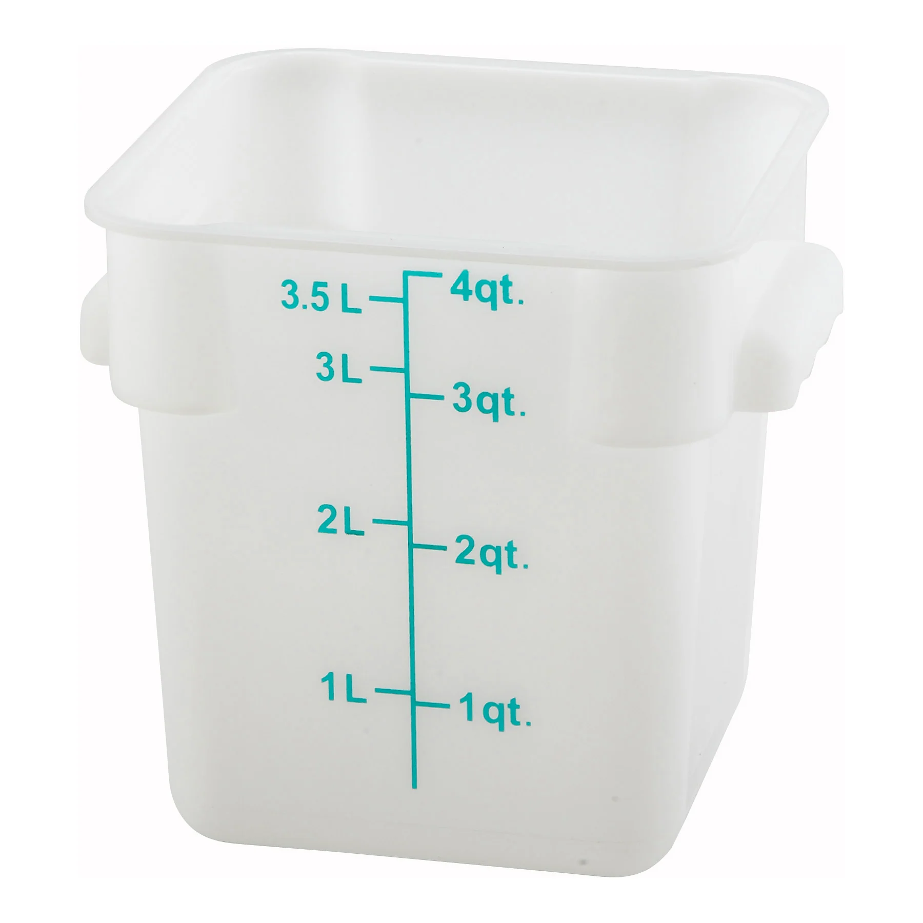Winco PESC-4 4 Qt Storage Container Square Polypropylene with Built-in Handles White - Image 2