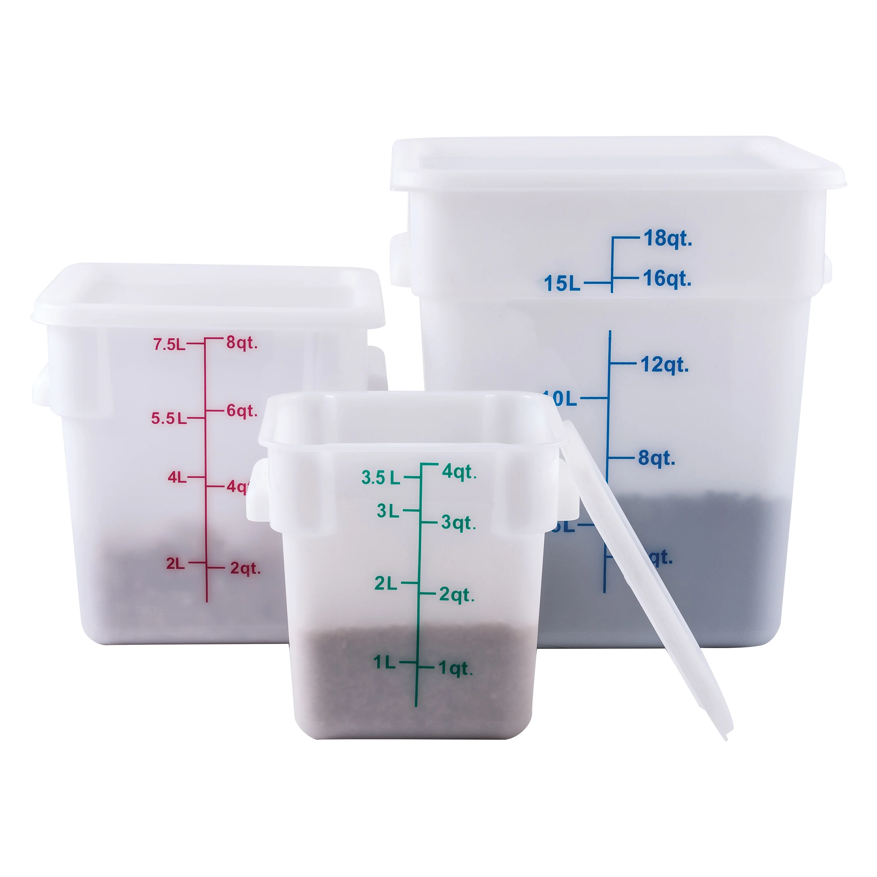 Winco PESC-8 8 Quart Storage Container Square with Built-In Handles Polypropylene White - Image 2