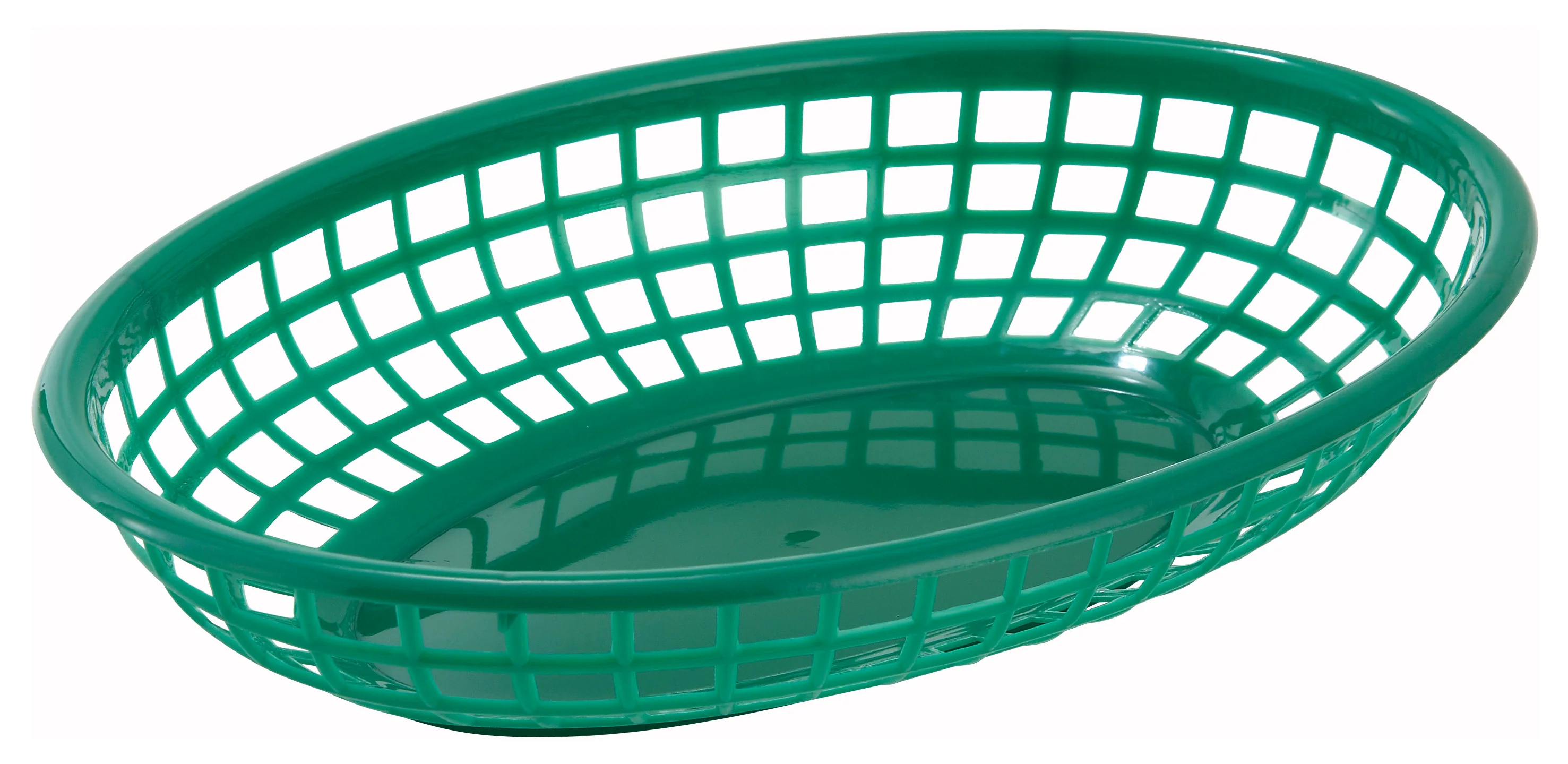 Winco PFB-10G 9-1/2 Inch Oval Fast Food Basket Polyplastic Green - Image 2