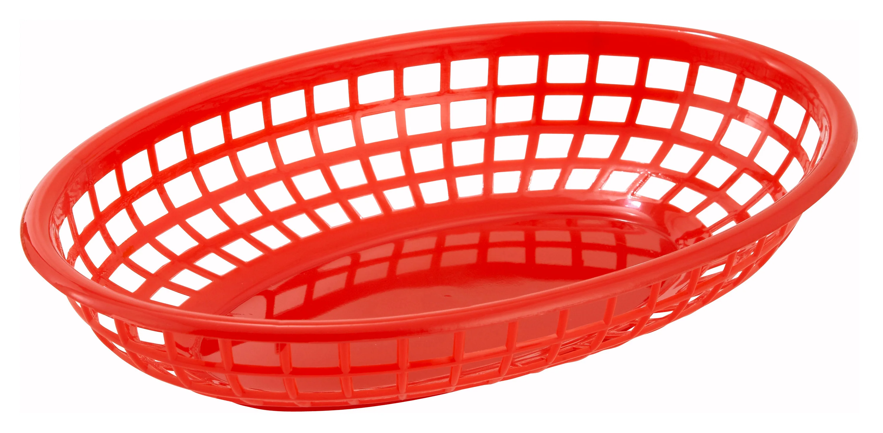 Winco PFB-10R 9-1/2 Inch Red Oval Fast Food Basket BPA Free Plastic - Image 2