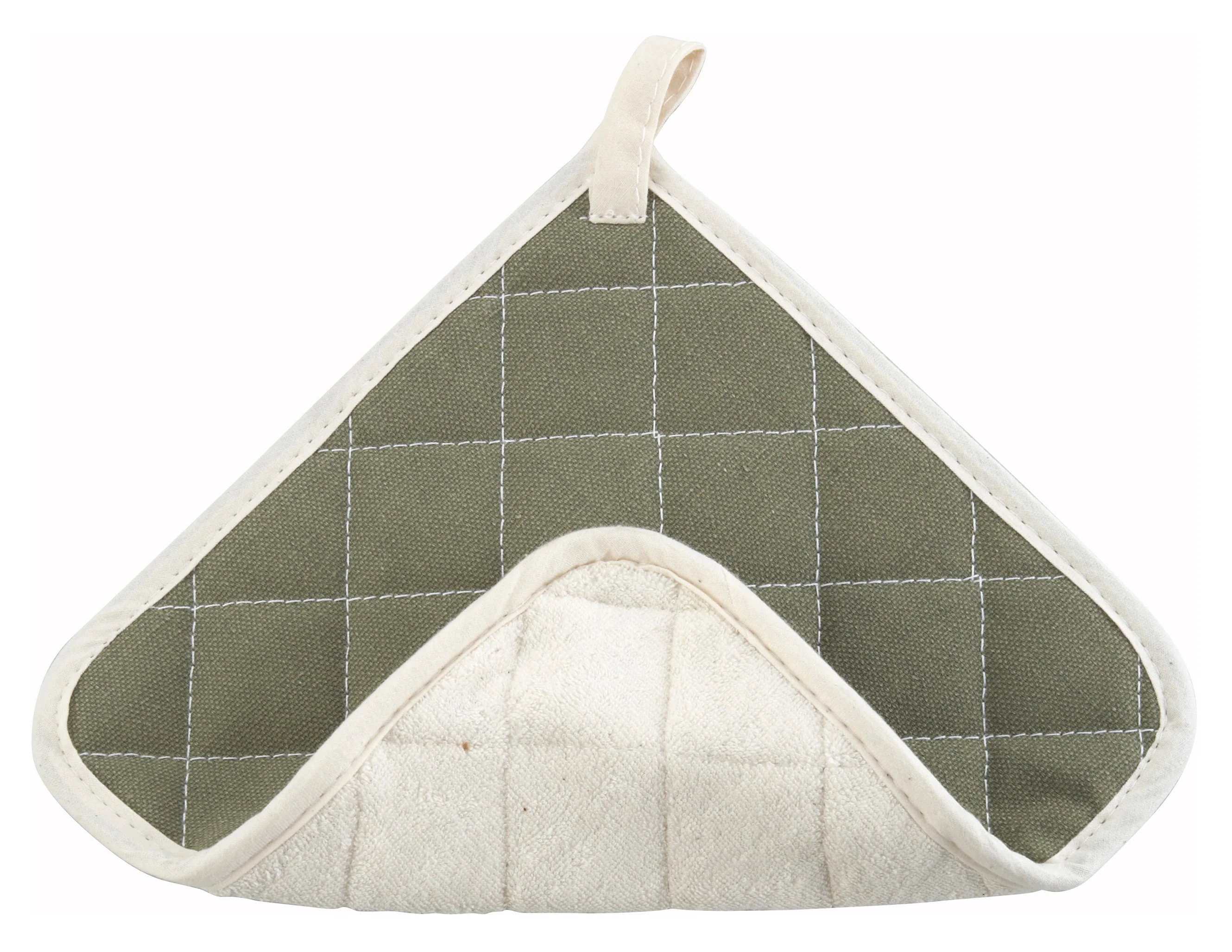 Winco PH-8B 8 Inch Square Pot Holder Cotton Terrycloth and Fire Retardant White Gray - Image 2
