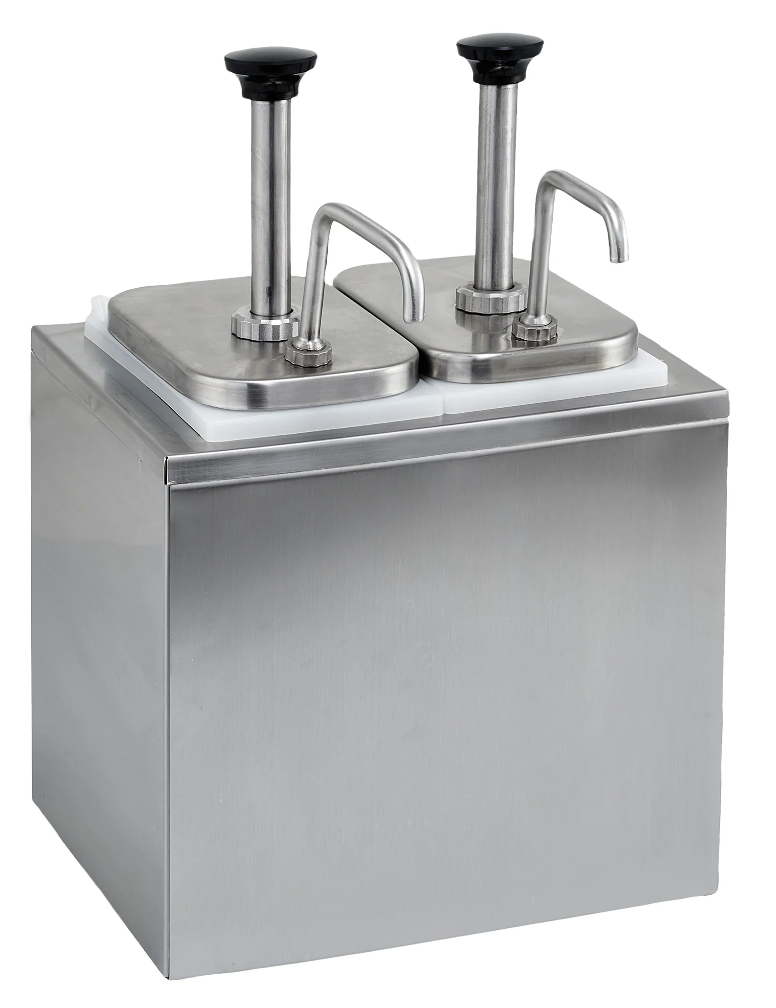 Winco PKTS-2D 11 Inch Condiment Dispenser Stainless Steel with Pumps - Image 2