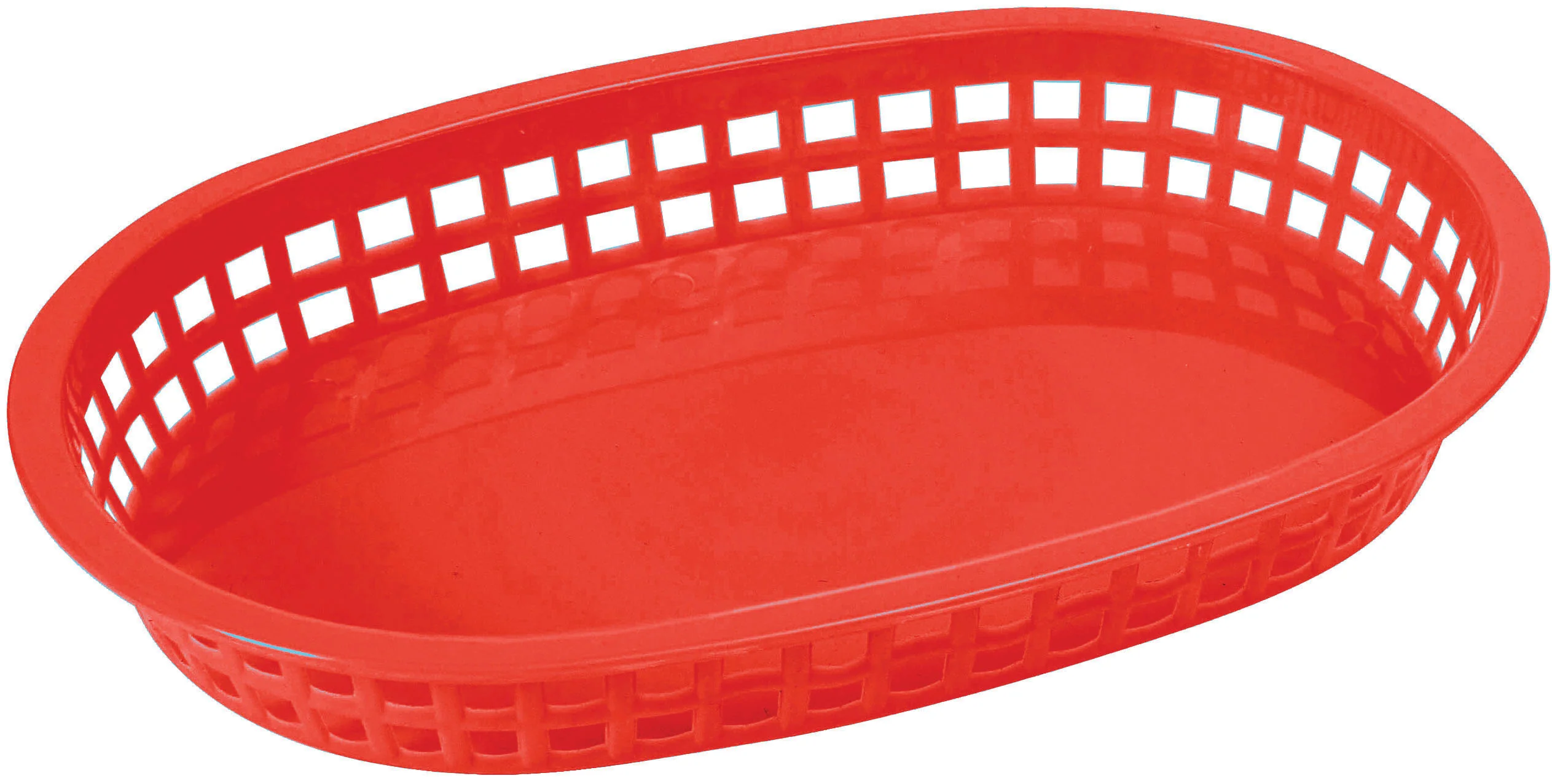Winco PLB-R 10-3/4 Inch Oval Platter Basket BPA Free Red Plastic with Dishwasher Safe - Image 2