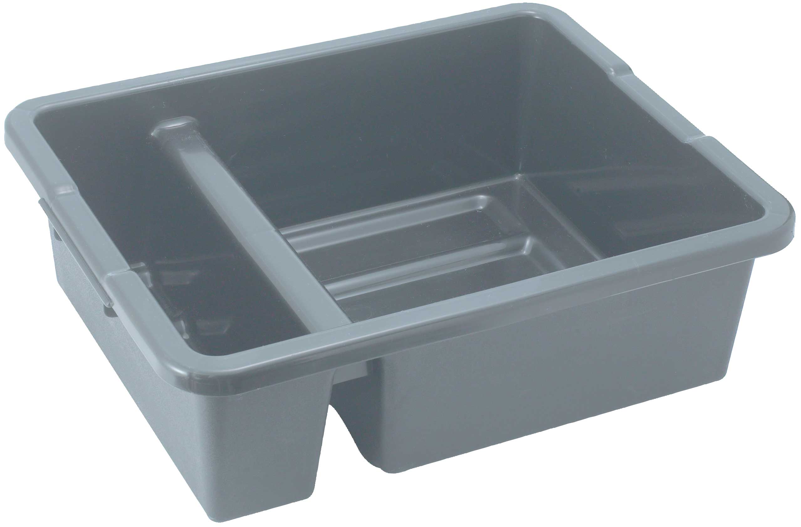 Winco PLTC-7G 21 Inch Bus Box Polypropylene Gray Two-compartment with Rounded Corners - Image 2