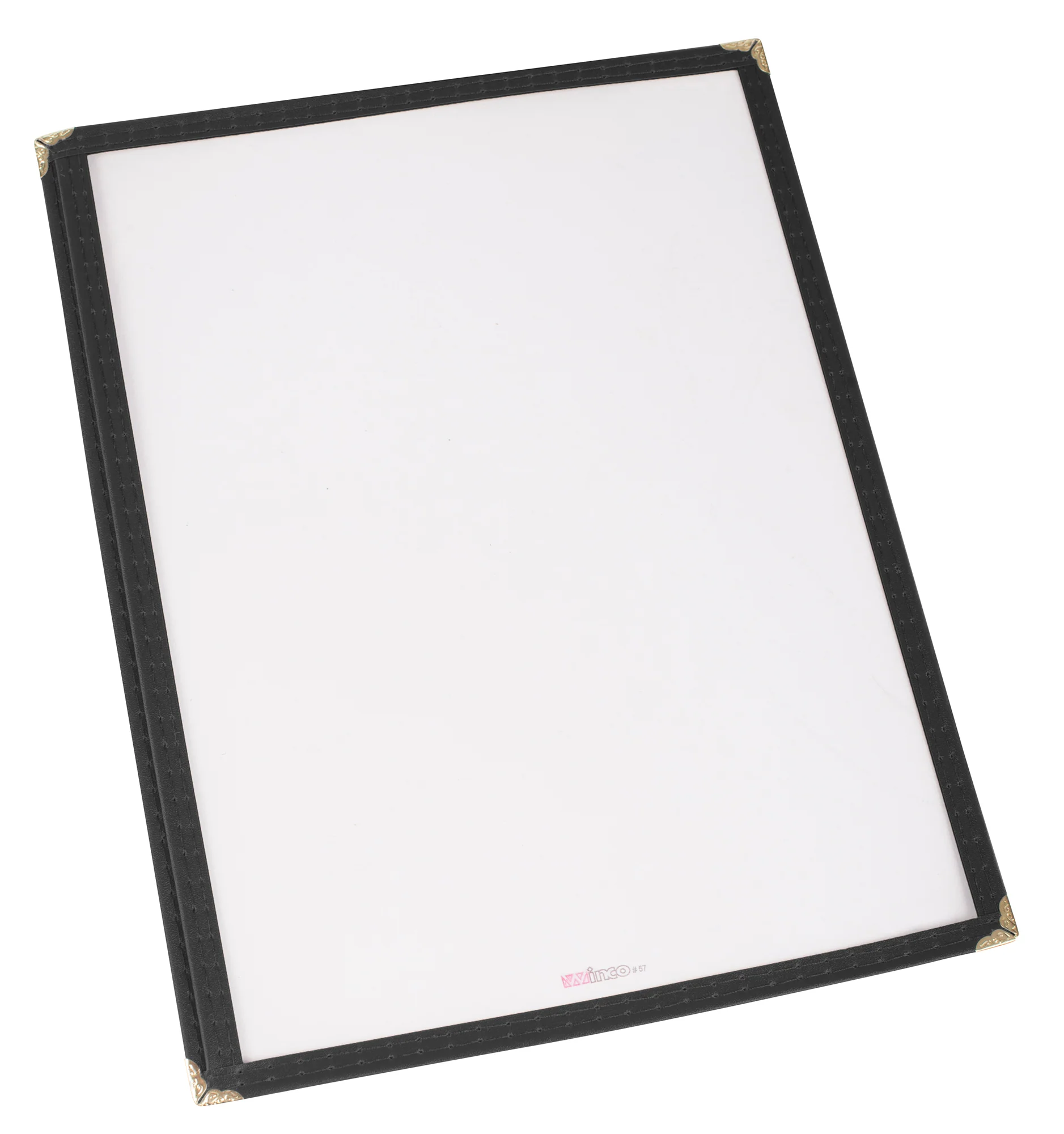 Winco PMC-14K 9-3/8 Inch Single Menu Cover Plastic Black with Double Stitched Edging - Image 2